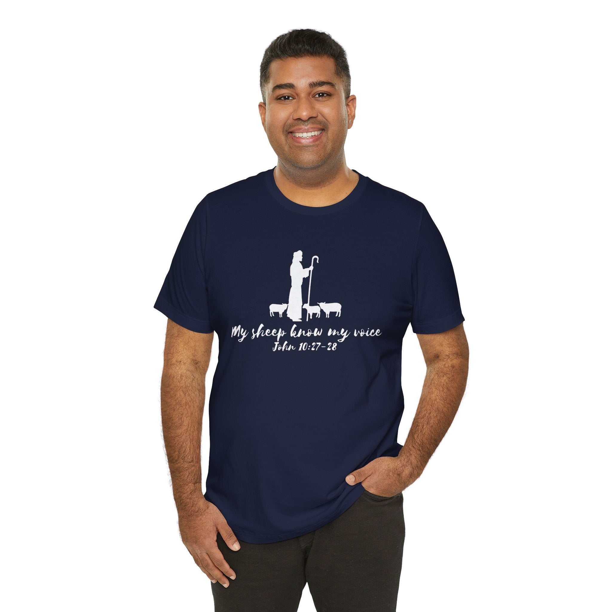 My Sheep Know My Voice shepherd silhouette T-Shirt | John 10:27 scripture