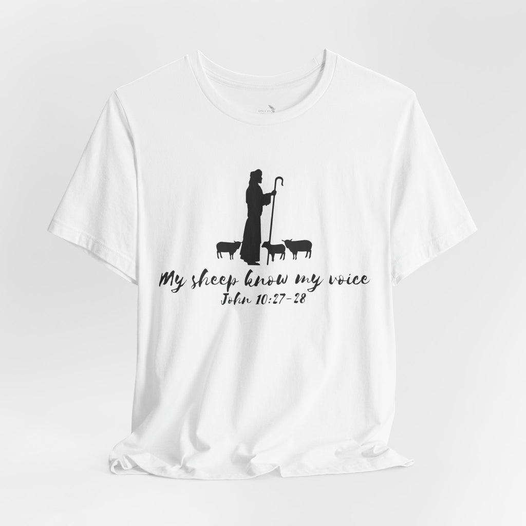 My Sheep Know My Voice shepherd silhouette T-Shirt | John 10:27 scripture