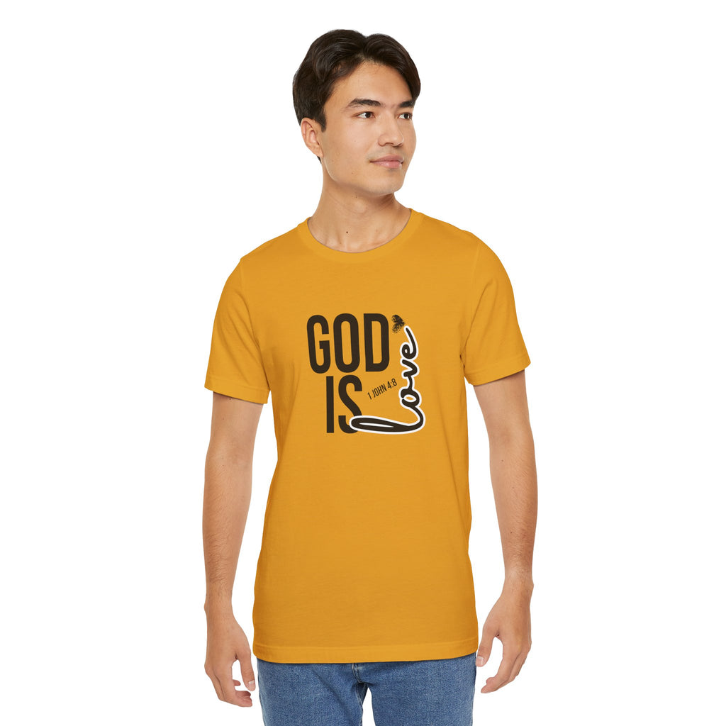 God Is Love T‑Shirt — Christian Faith Tee with Script Heart Design