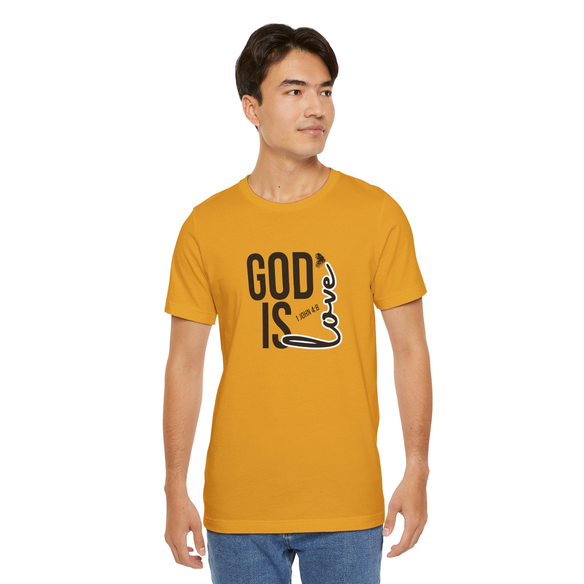 God Is Love T‑Shirt — Christian Faith Tee with Script Heart Design
