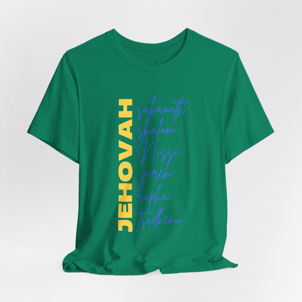 Jehovah Vertical Script T-Shirt | Faith Typography Christian Tee