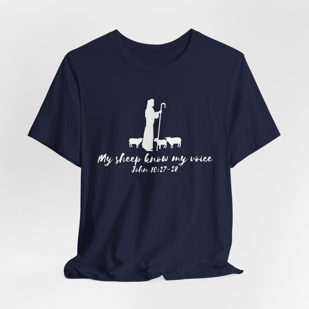 My Sheep Know My Voice shepherd silhouette T-Shirt | John 10:27 scripture