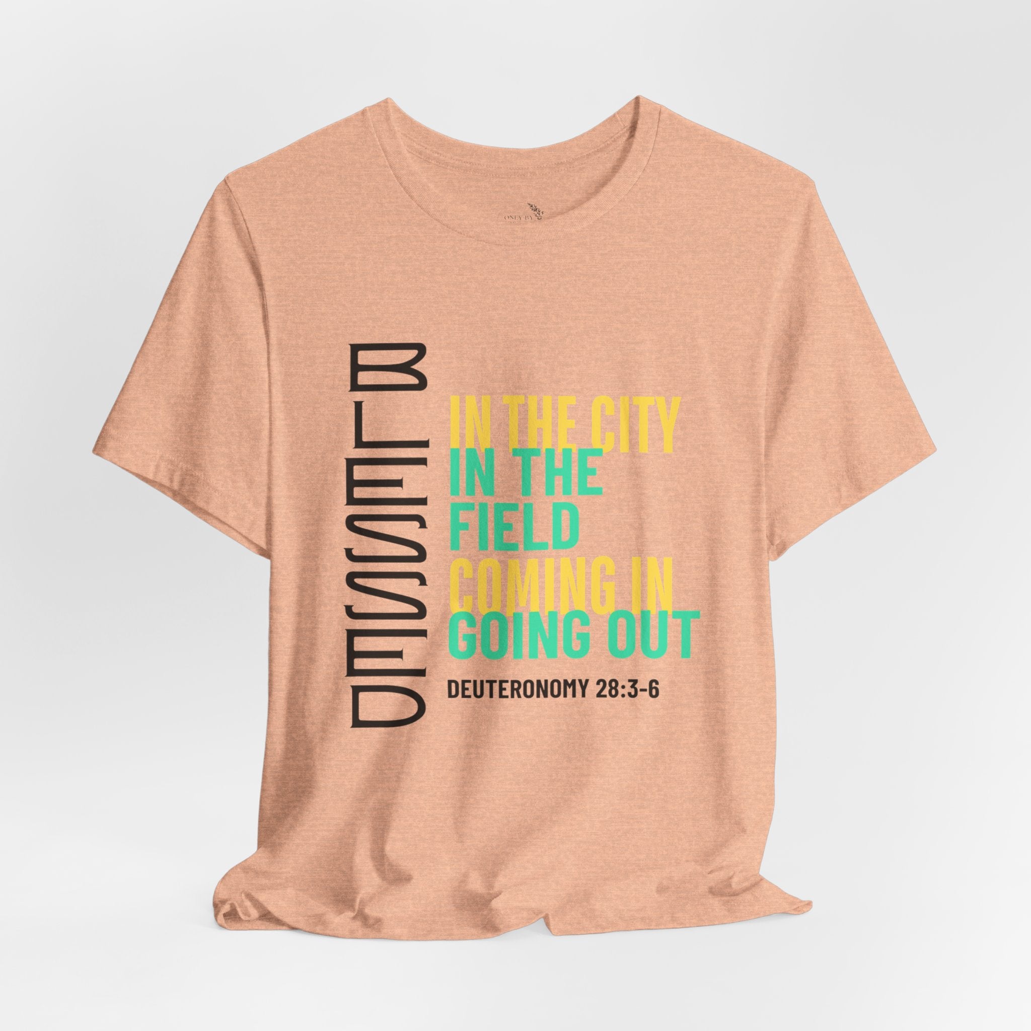 Blessed vertical text T-Shirt | In the city, in the field, coming in, going out