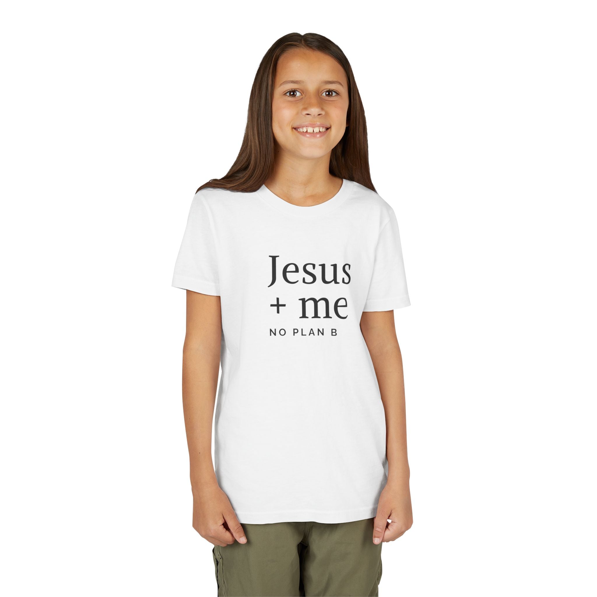 Kids Tee — "Jesus + Me No Plan B" Christian Graphic Shirt