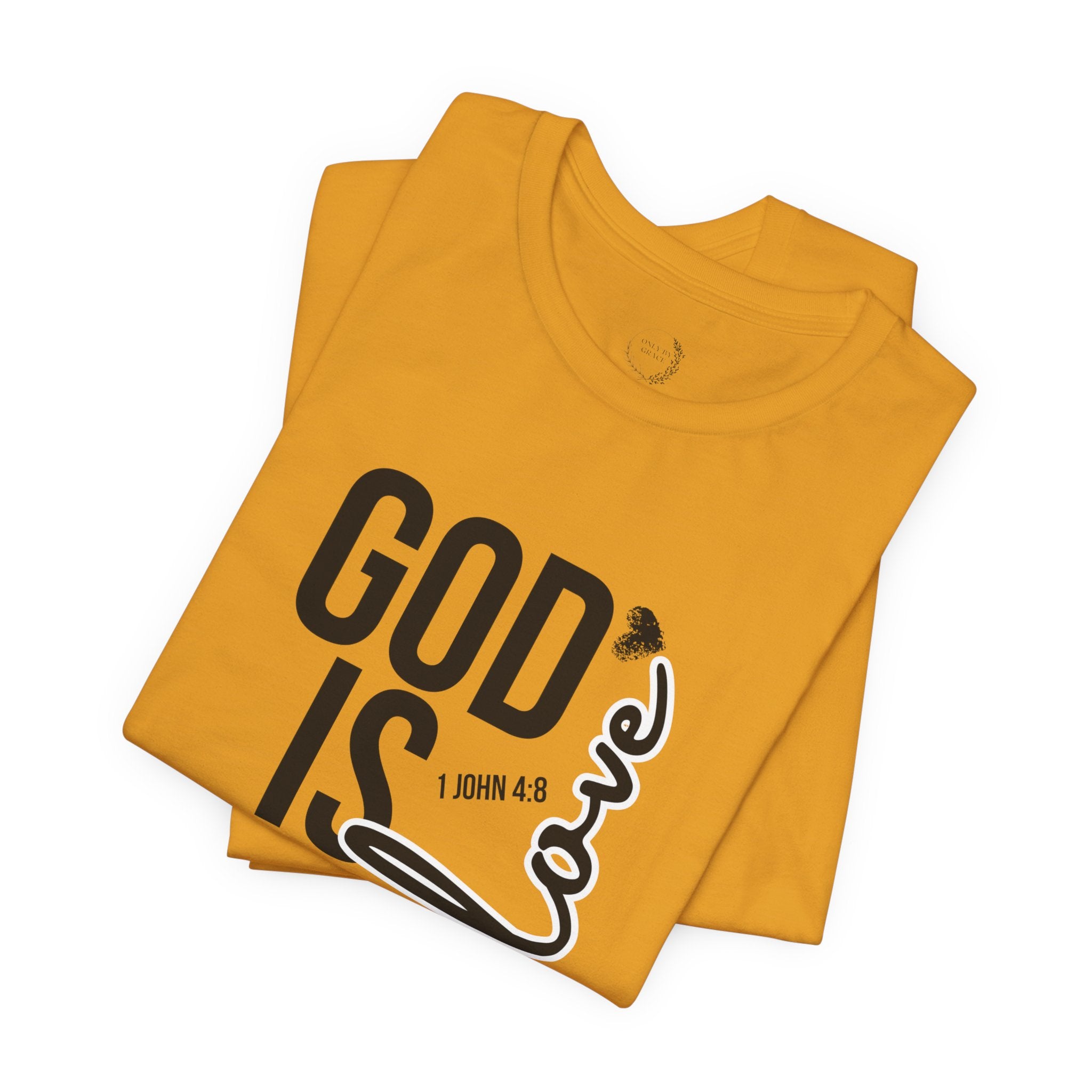 God Is Love T‑Shirt — Christian Faith Tee with Script Heart Design