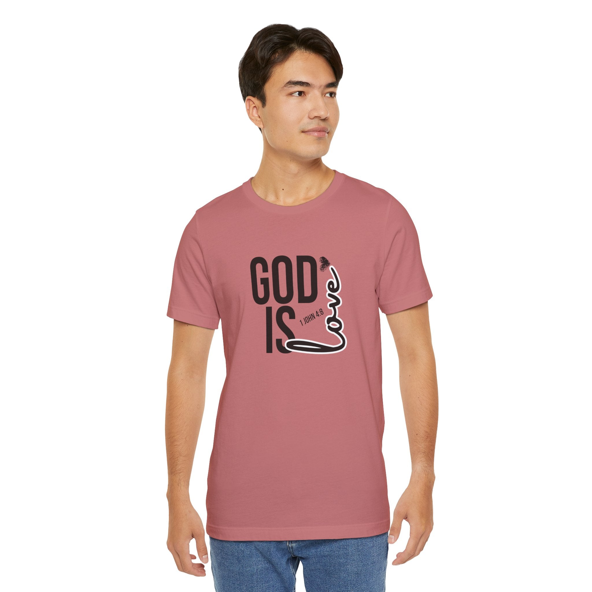 God Is Love T‑Shirt — Christian Faith Tee with Script Heart Design