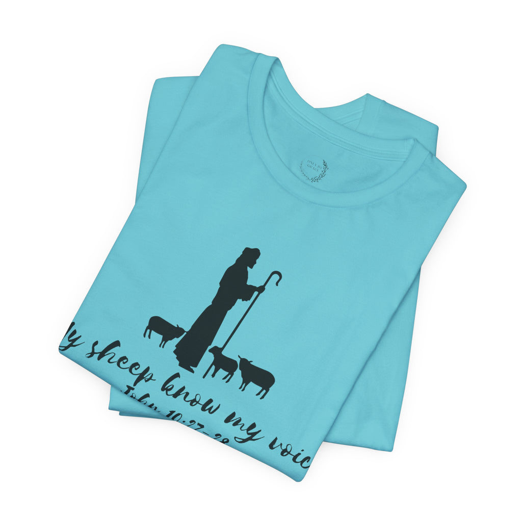 My Sheep Know My Voice shepherd silhouette T-Shirt | John 10:27 scripture