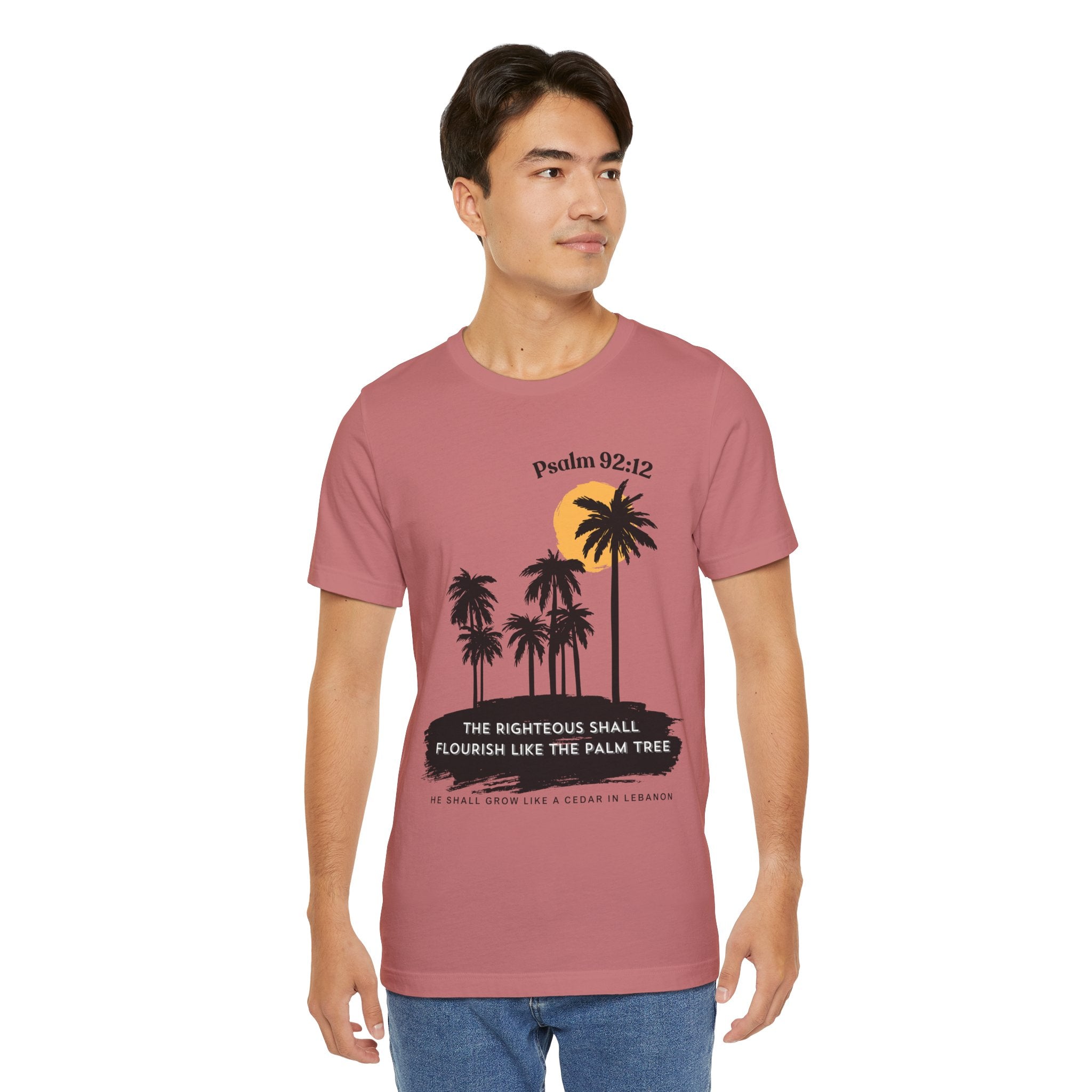 Psalm 92:12 Palm Tree Tee — "The Righteous Shall Flourish Like the Palm Tree" Christian T-Shirt