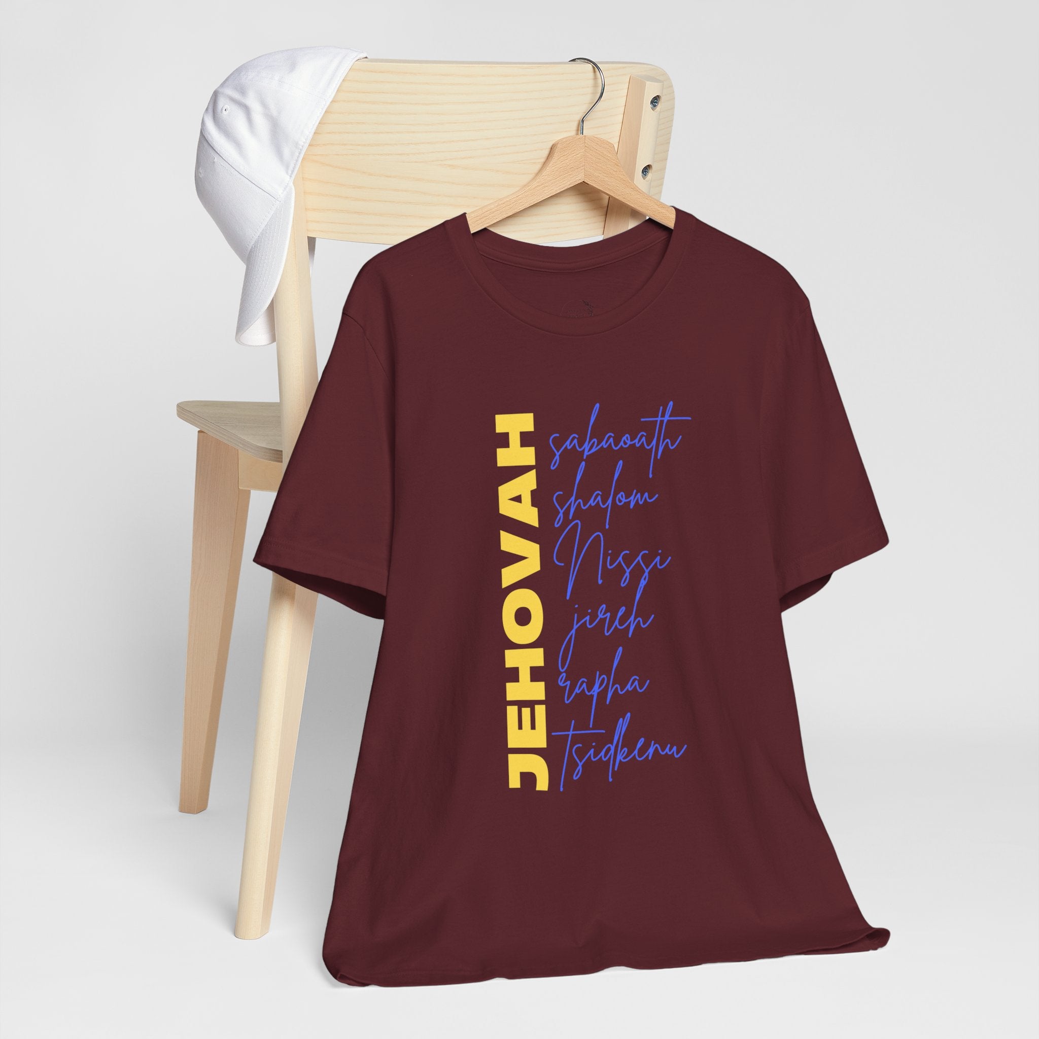 Jehovah Vertical Script T-Shirt | Faith Typography Christian Tee