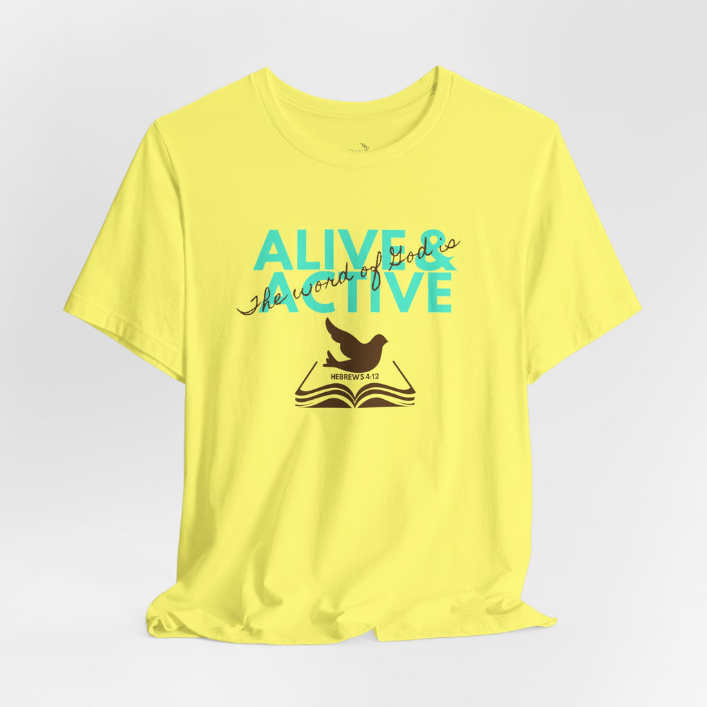 Alive & Active sword wings T-Shirt | Hebrews 4:12 scripture design