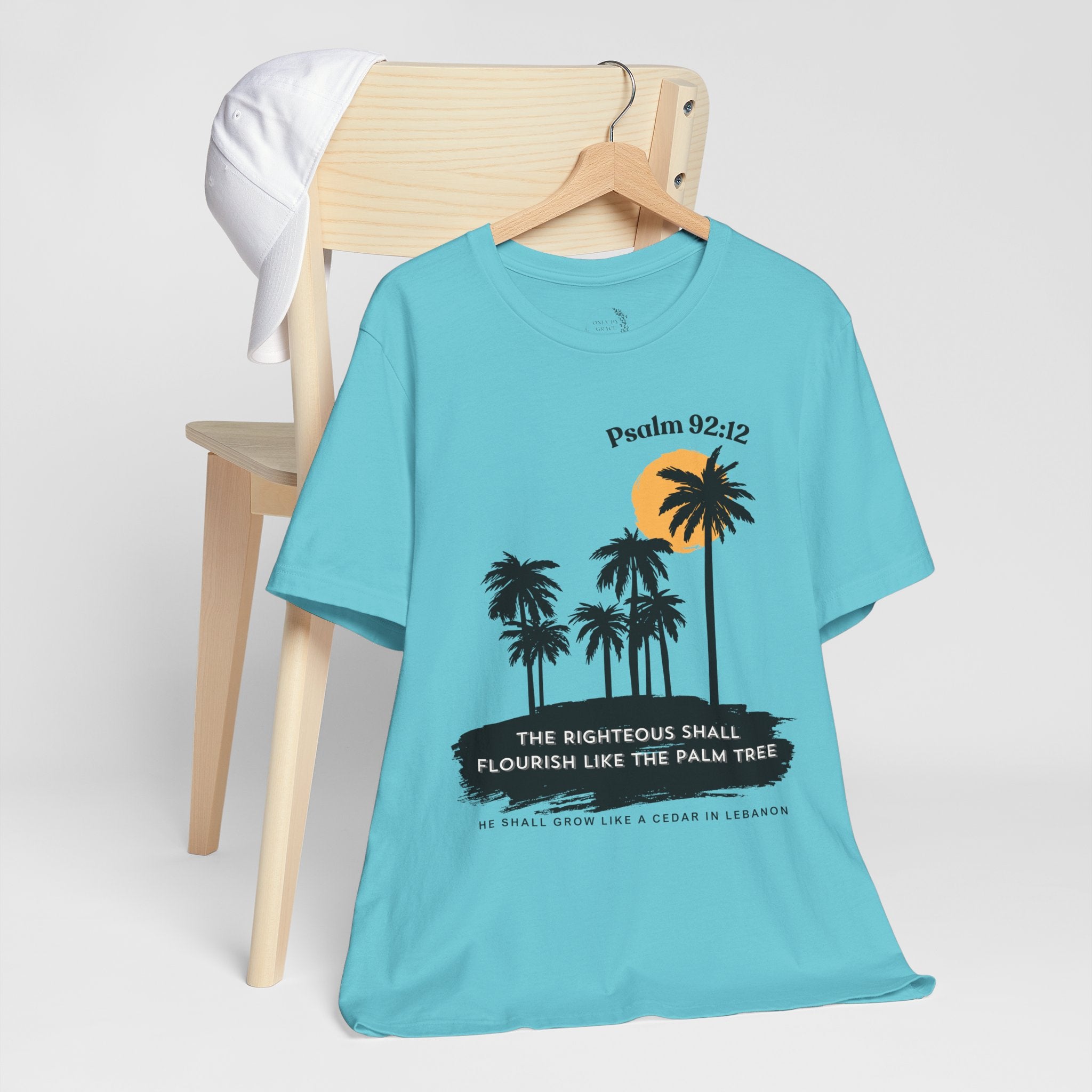 Psalm 92:12 Palm Tree Tee — "The Righteous Shall Flourish Like the Palm Tree" Christian T-Shirt