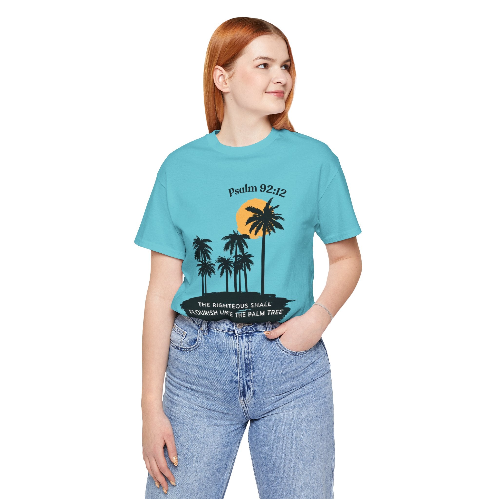 Psalm 92:12 Palm Tree Tee — "The Righteous Shall Flourish Like the Palm Tree" Christian T-Shirt