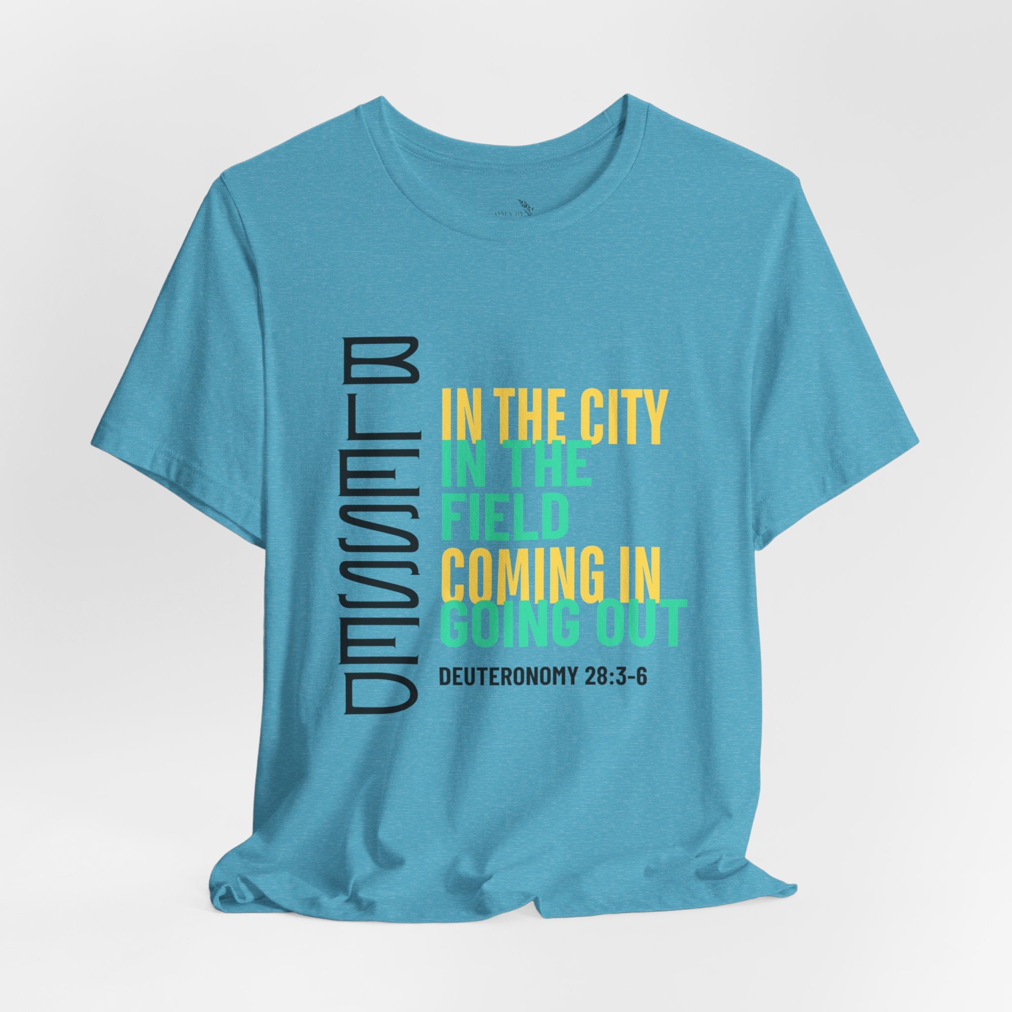 Blessed vertical text T-Shirt | In the city, in the field, coming in, going out