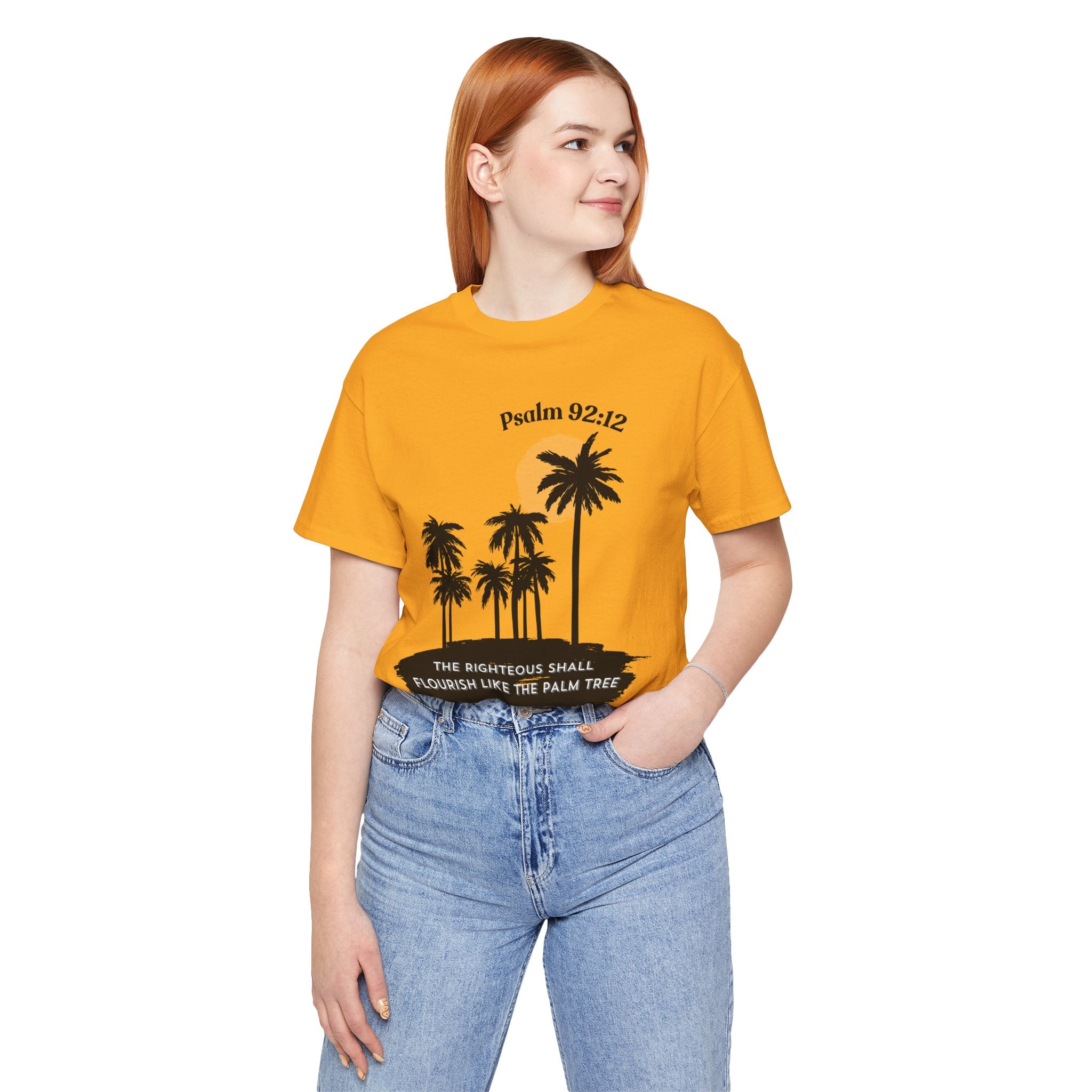 Psalm 92:12 Palm Tree Tee — "The Righteous Shall Flourish Like the Palm Tree" Christian T-Shirt