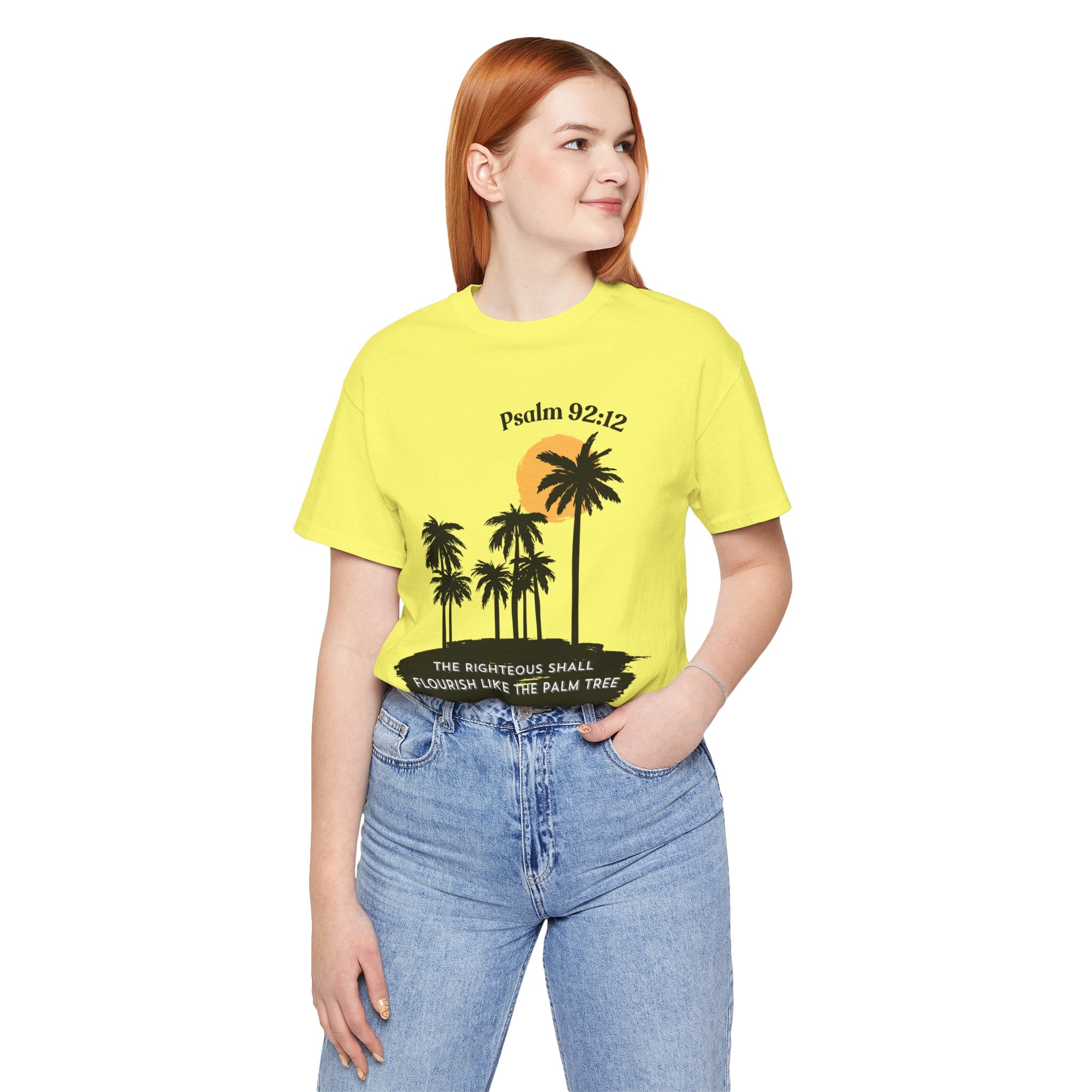 Psalm 92:12 Palm Tree Tee — "The Righteous Shall Flourish Like the Palm Tree" Christian T-Shirt