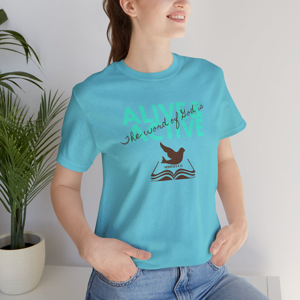 Alive & Active sword wings T-Shirt | Hebrews 4:12 scripture design
