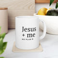 Faith Affirming Ceramic Mug – 'Jesus + Me' Minimalist Coffee Cup