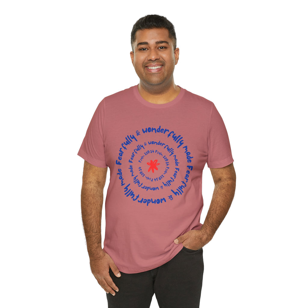 T-Shirt — 'Fearfully & Wonderfully Made' Spiral Design