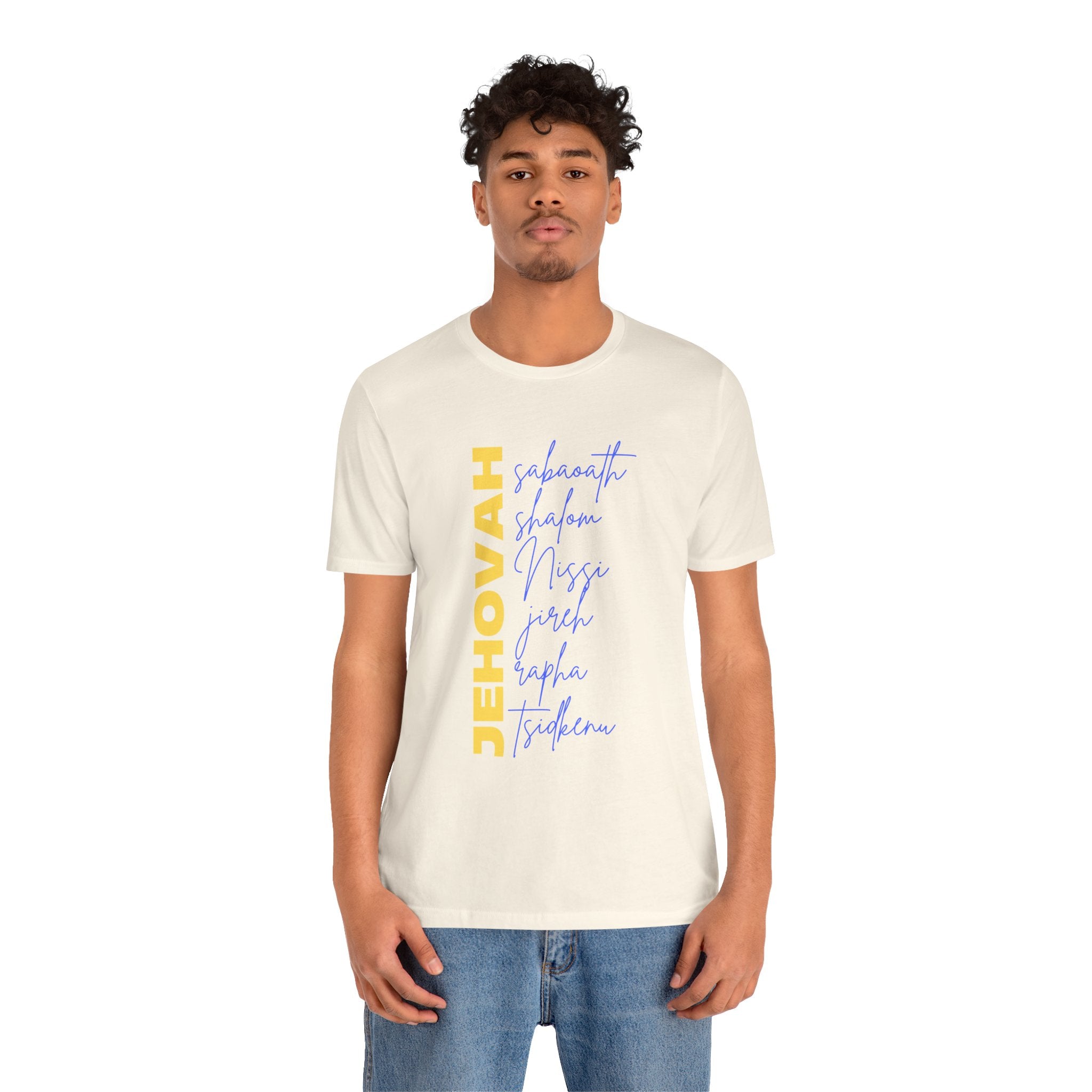 Jehovah Vertical Script T-Shirt | Faith Typography Christian Tee
