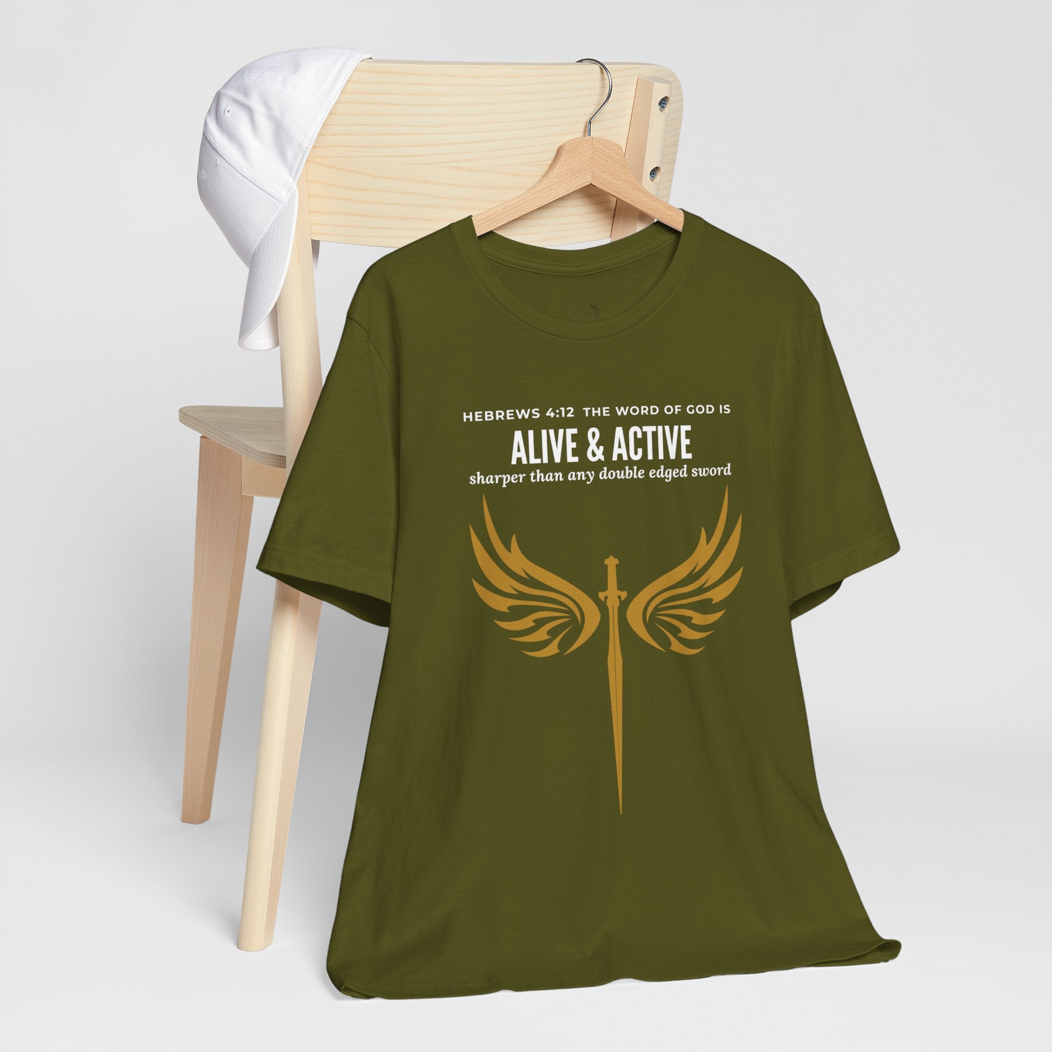 Alive & Active sword wings T-Shirt | Hebrews 4:12 scripture design