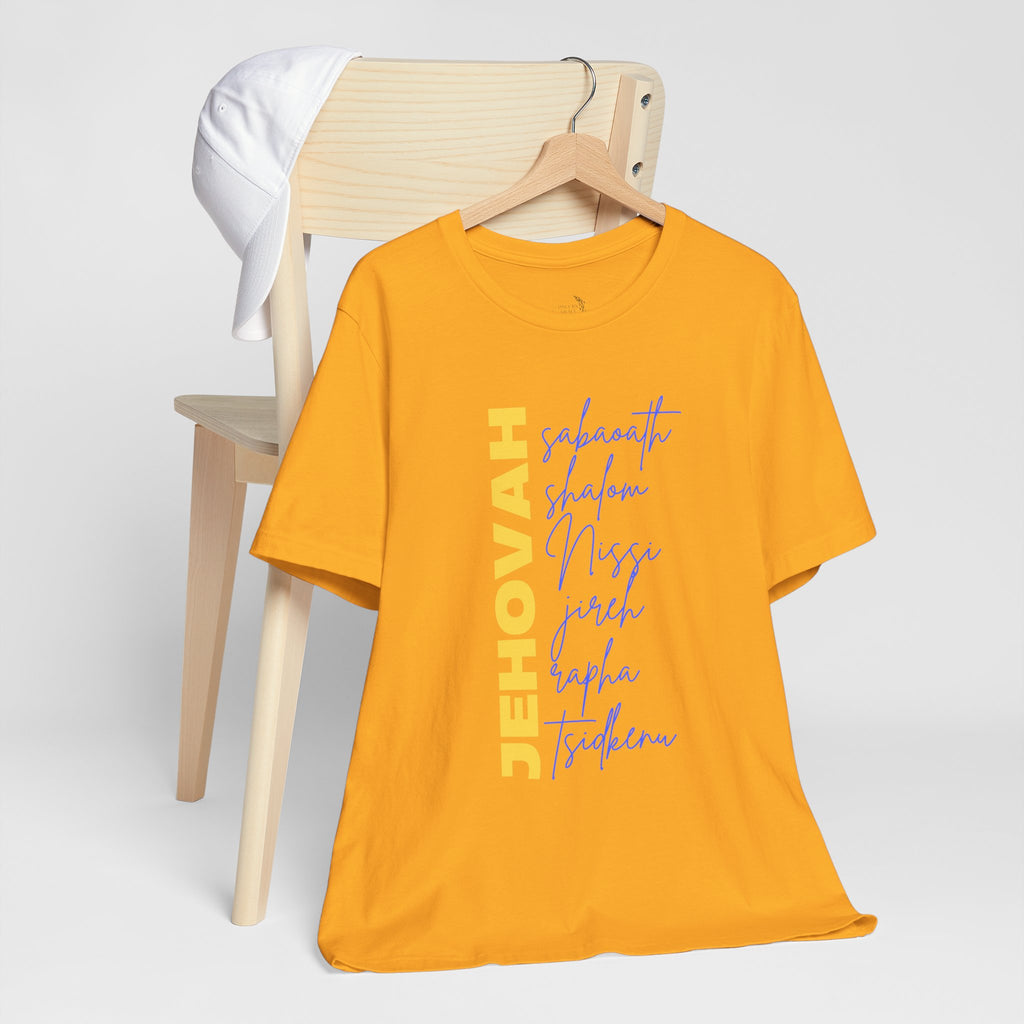 Jehovah Vertical Script T-Shirt | Faith Typography Christian Tee