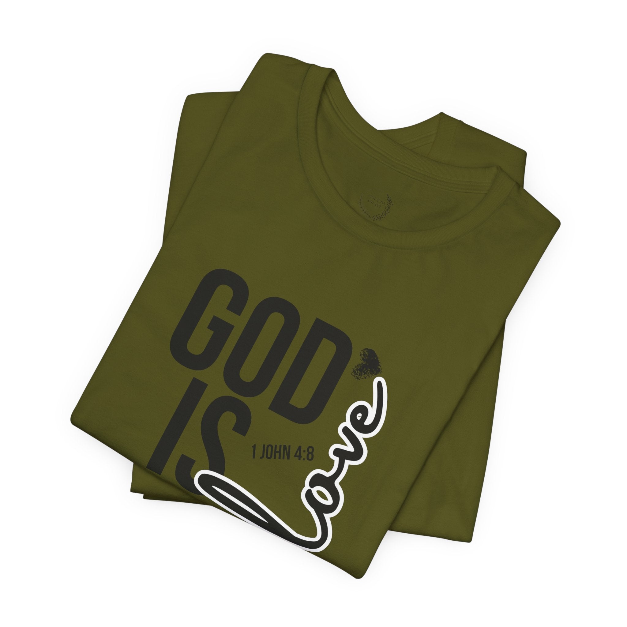 God Is Love T‑Shirt — Christian Faith Tee with Script Heart Design