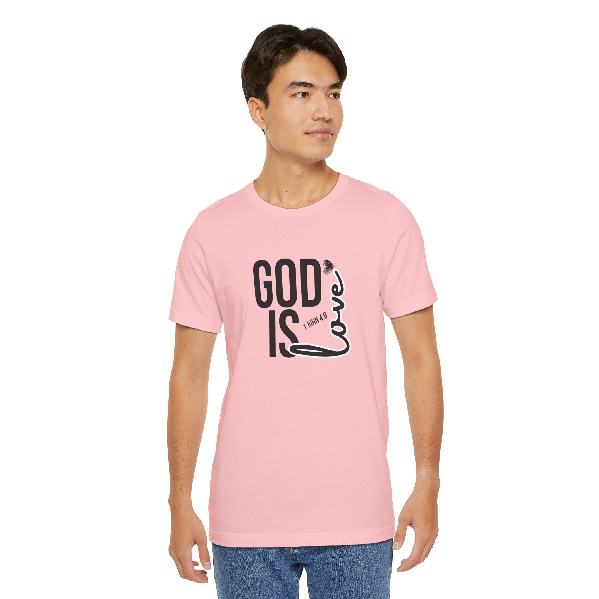 God Is Love T‑Shirt — Christian Faith Tee with Script Heart Design