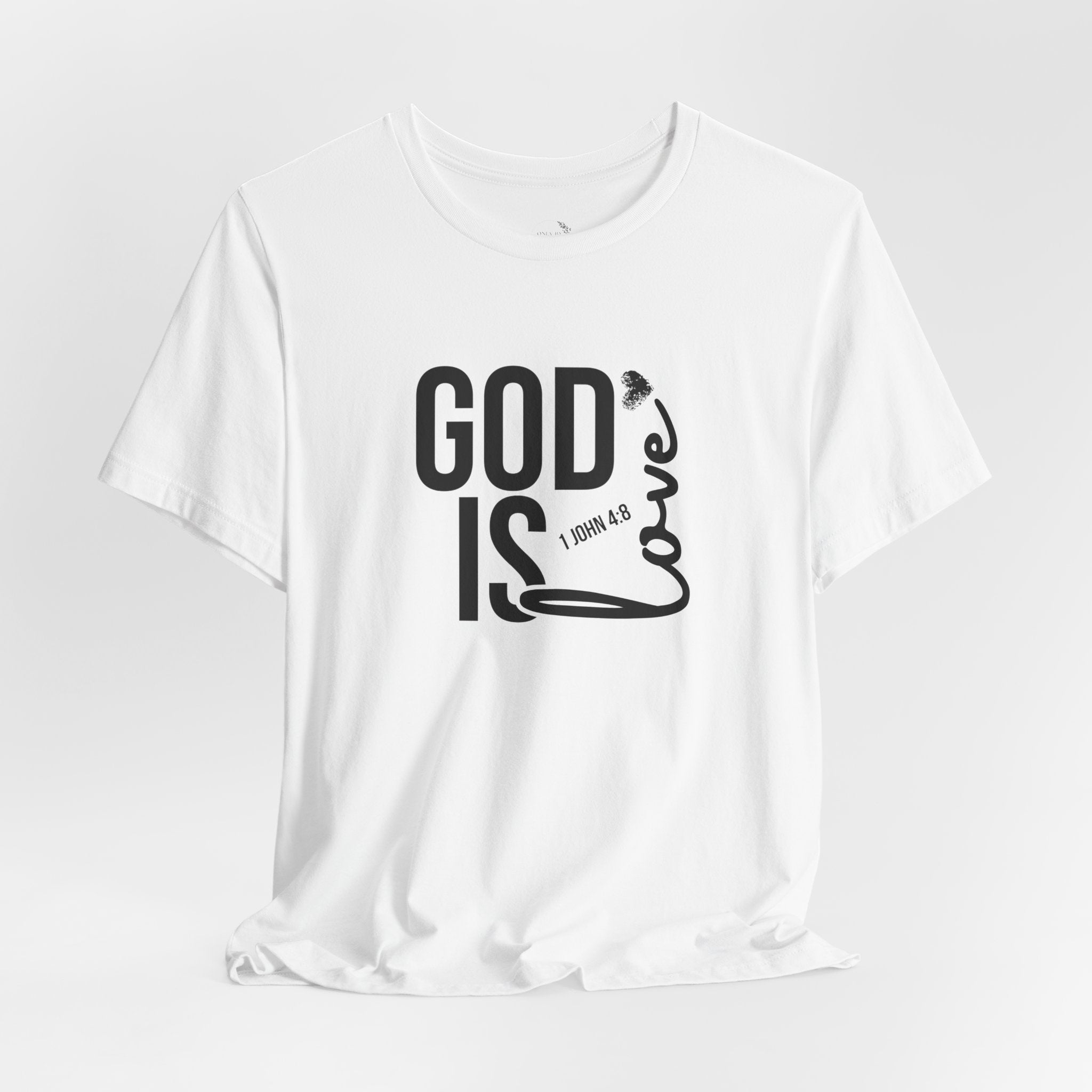 God Is Love T‑Shirt — Christian Faith Tee with Script Heart Design