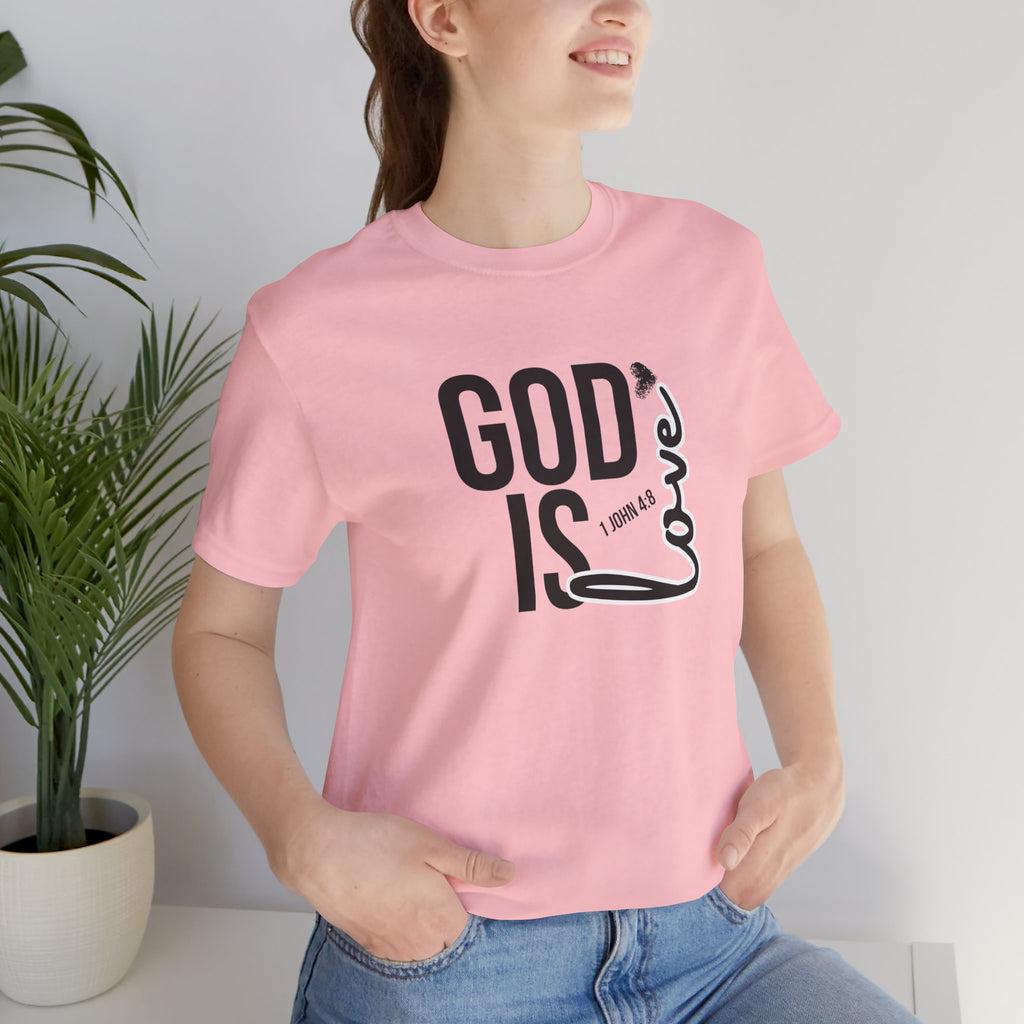 God Is Love T‑Shirt — Christian Faith Tee with Script Heart Design