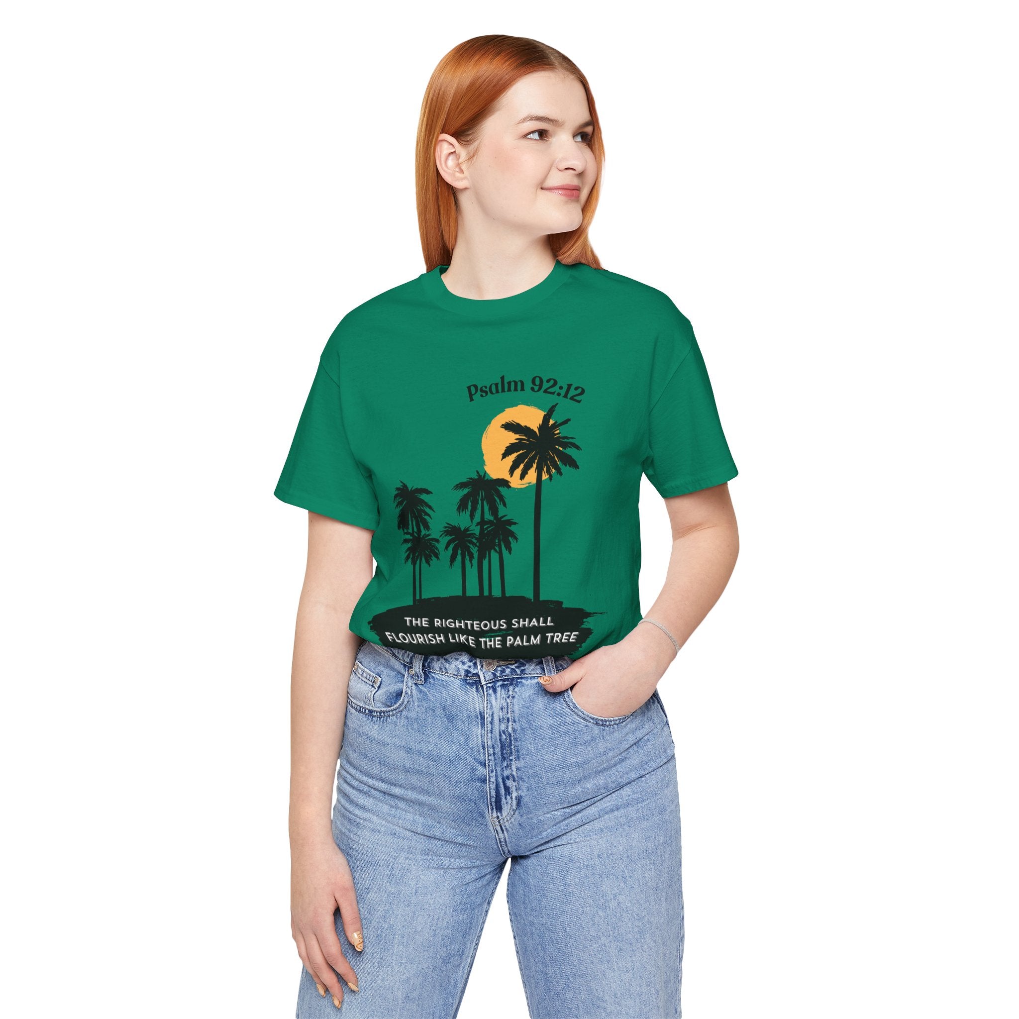 Psalm 92:12 Palm Tree Tee — "The Righteous Shall Flourish Like the Palm Tree" Christian T-Shirt