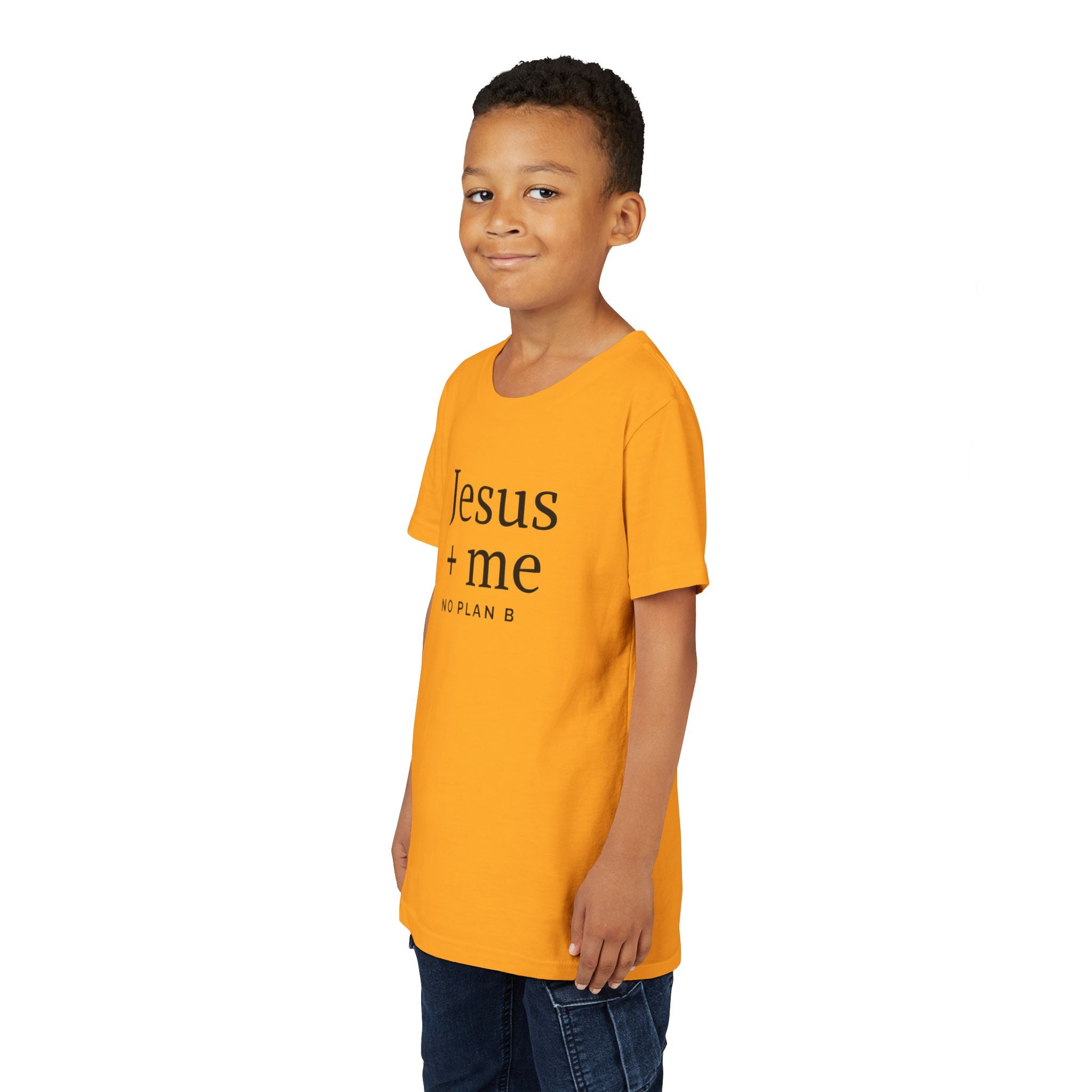 Kids Tee — "Jesus + Me No Plan B" Christian Graphic Shirt