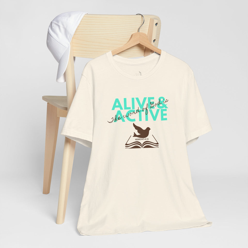 Alive & Active sword wings T-Shirt | Hebrews 4:12 scripture design