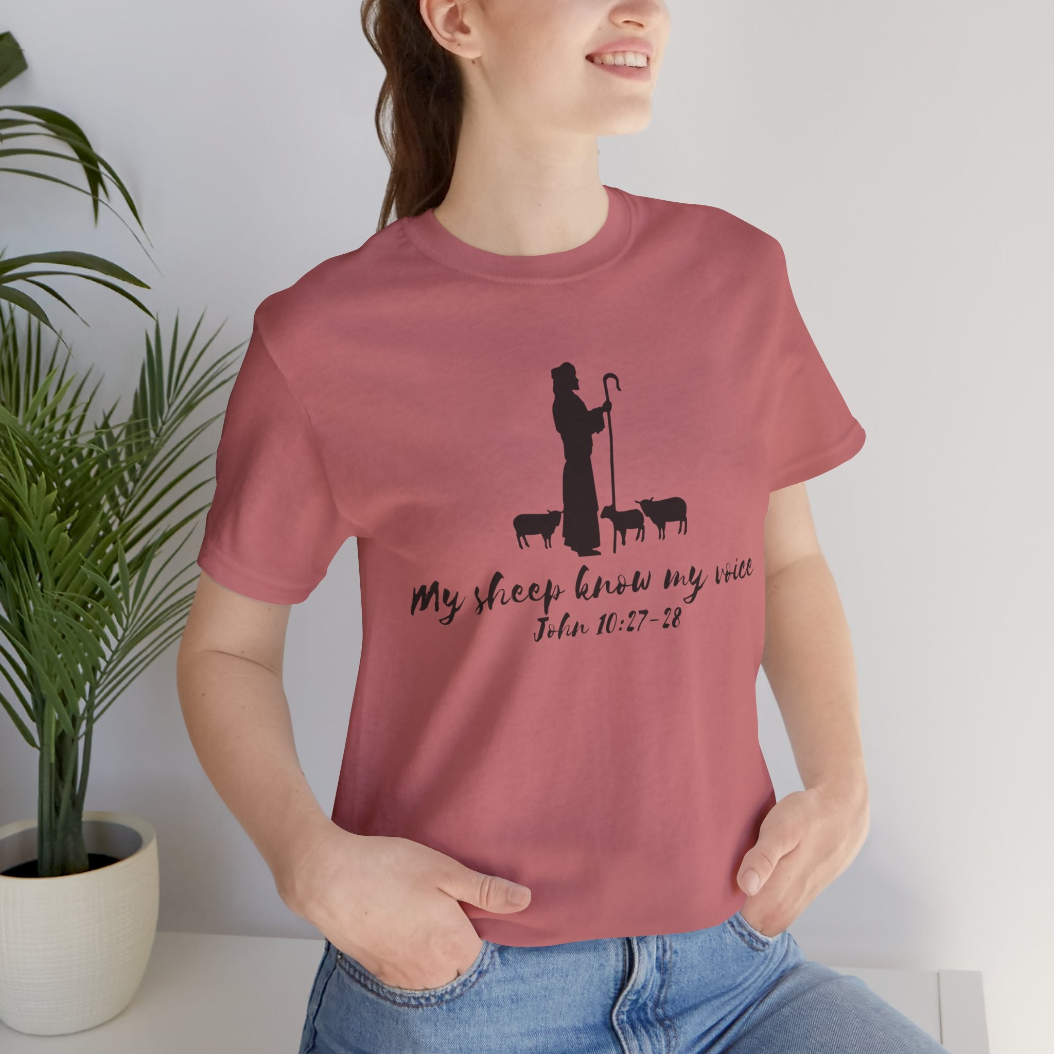 My Sheep Know My Voice shepherd silhouette T-Shirt | John 10:27 scripture