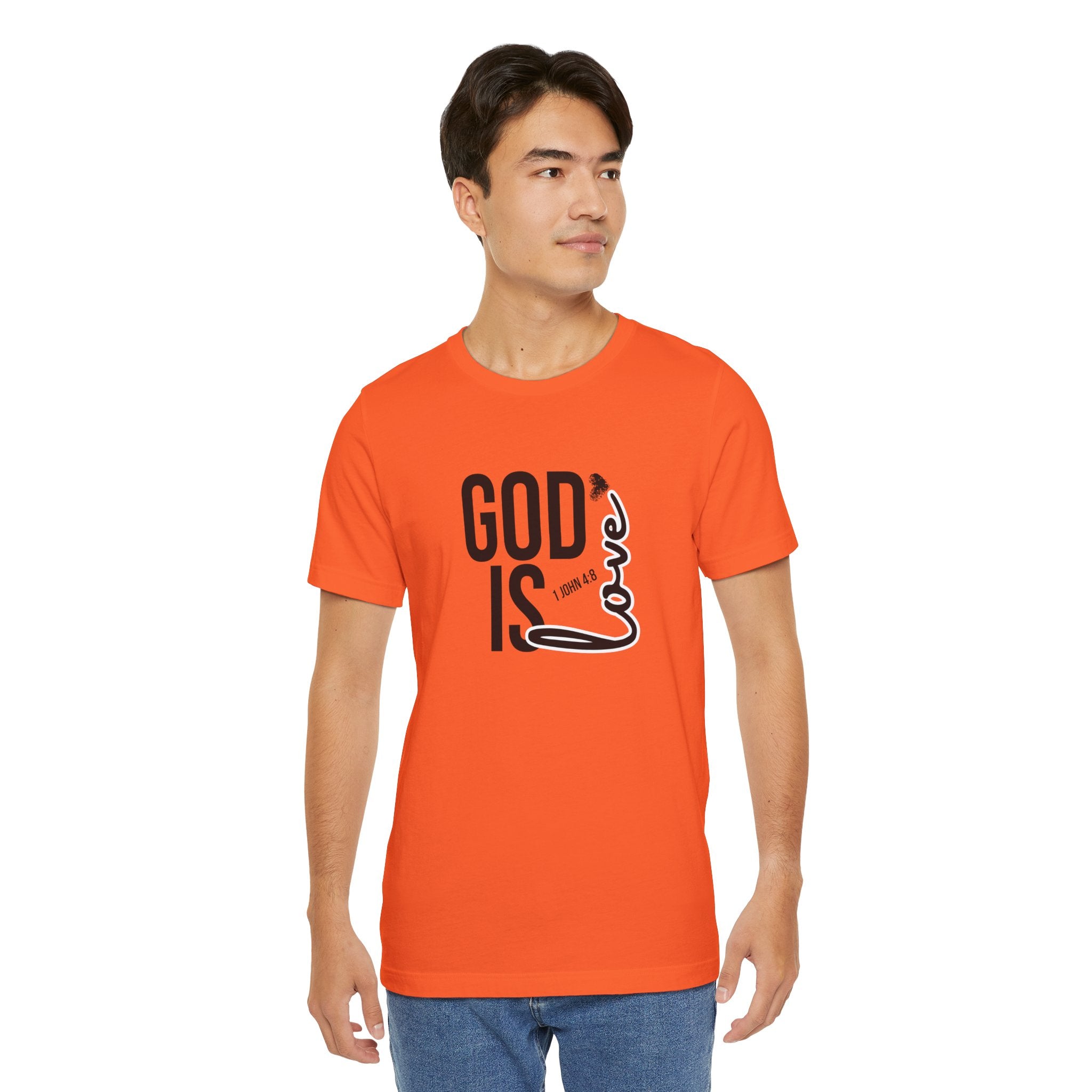 God Is Love T‑Shirt — Christian Faith Tee with Script Heart Design