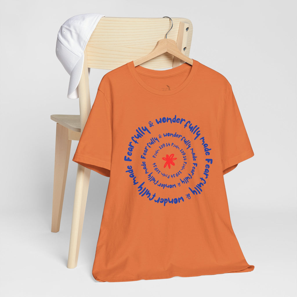 T-Shirt — 'Fearfully & Wonderfully Made' Spiral Design