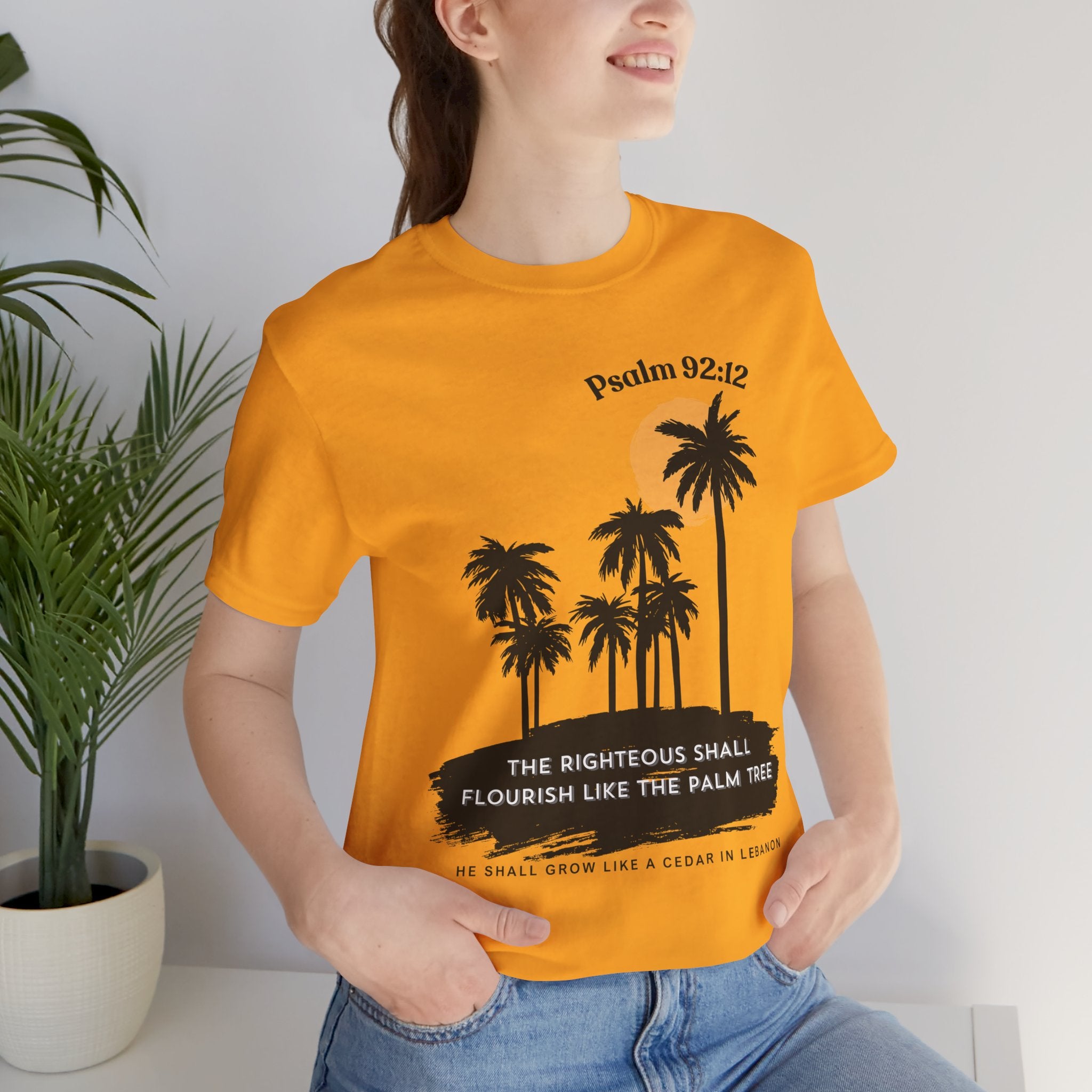 Psalm 92:12 Palm Tree Tee — "The Righteous Shall Flourish Like the Palm Tree" Christian T-Shirt