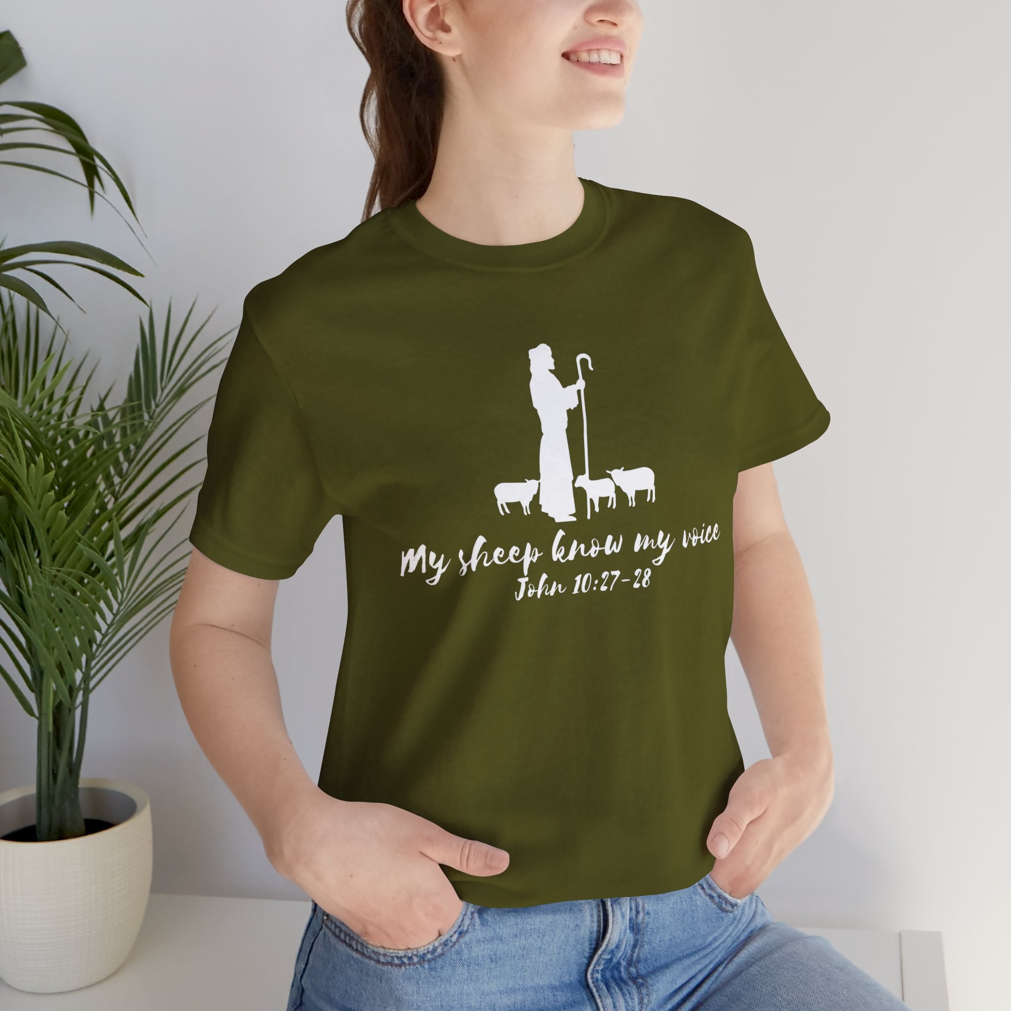 My Sheep Know My Voice shepherd silhouette T-Shirt | John 10:27 scripture