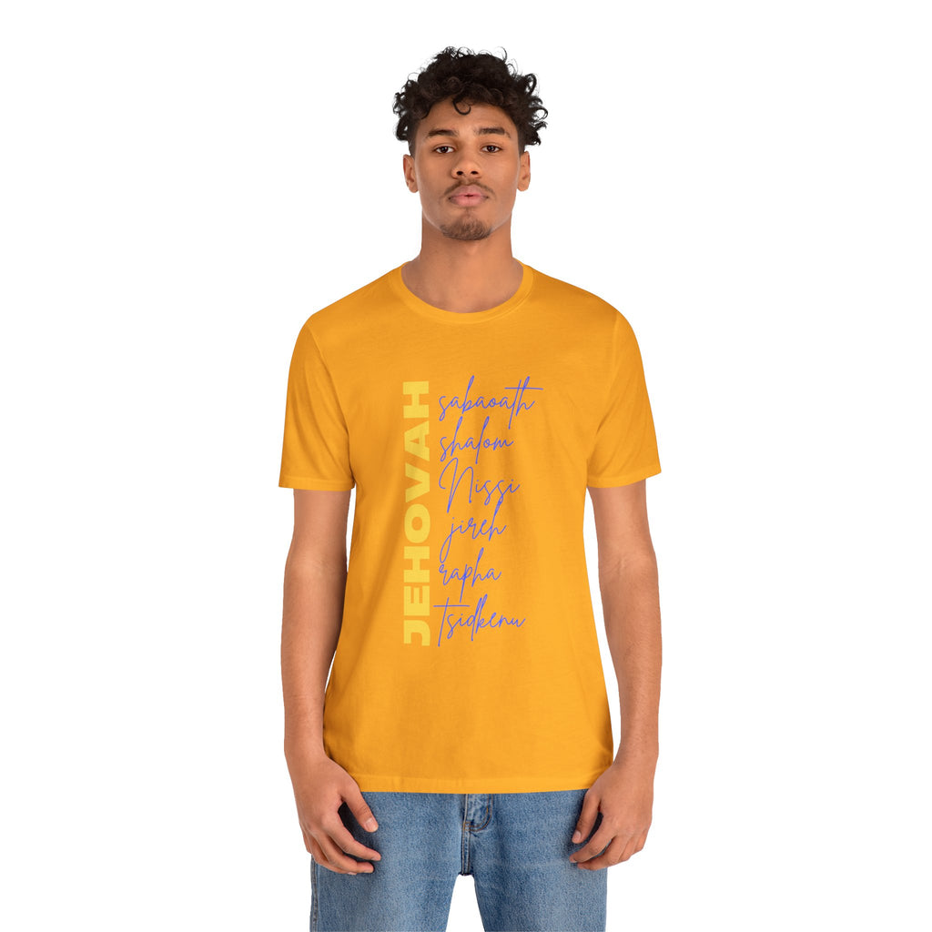 Jehovah Vertical Script T-Shirt | Faith Typography Christian Tee