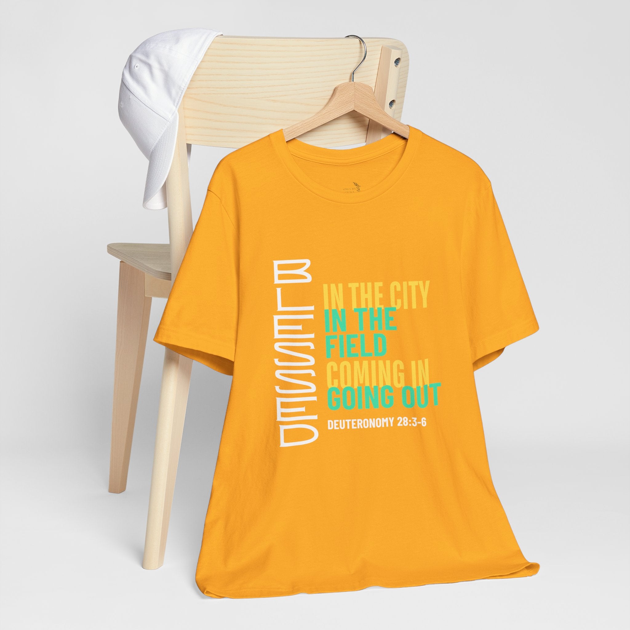 Blessed vertical text T-Shirt | In the city, in the field, coming in, going out