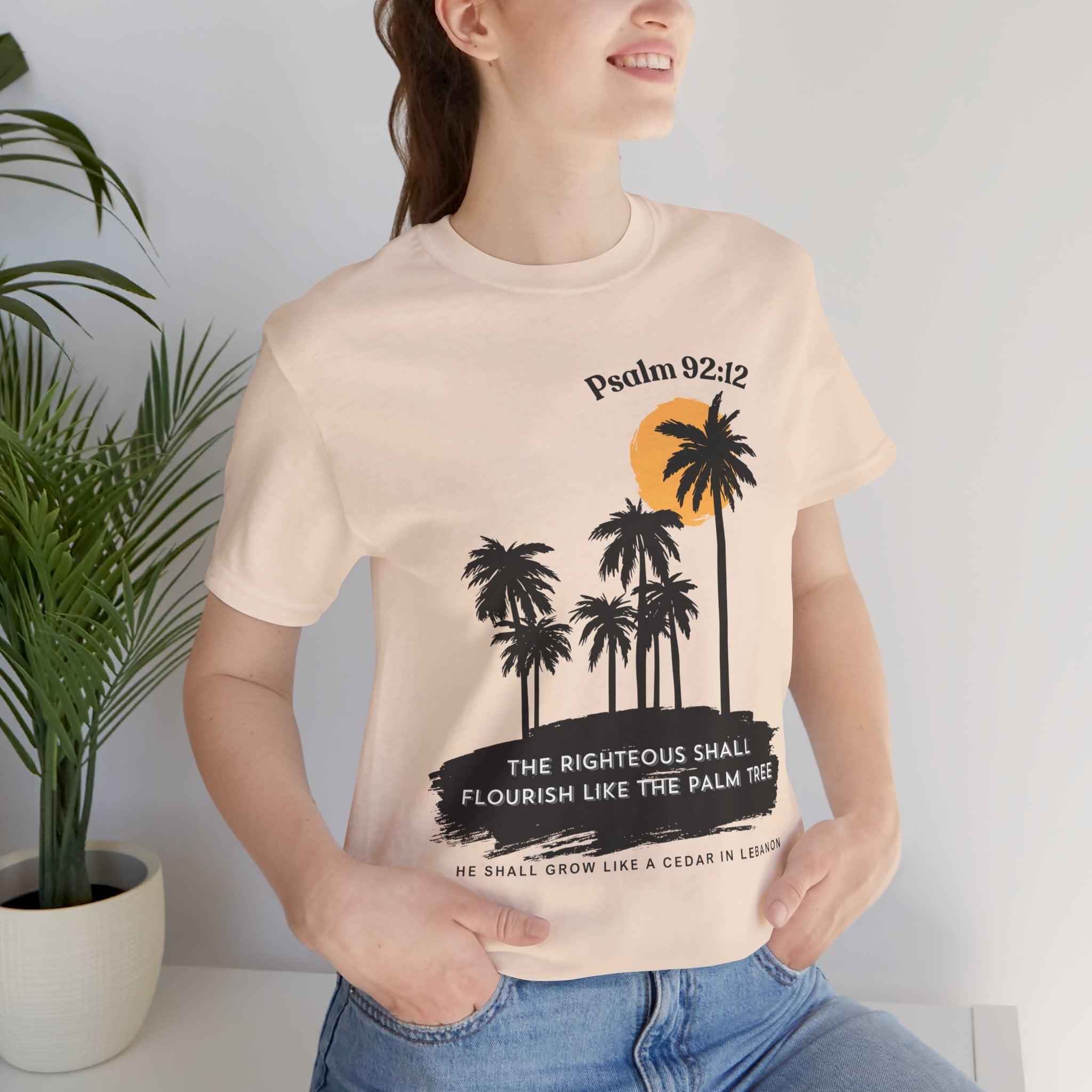 Psalm 92:12 Palm Tree Tee — "The Righteous Shall Flourish Like the Palm Tree" Christian T-Shirt