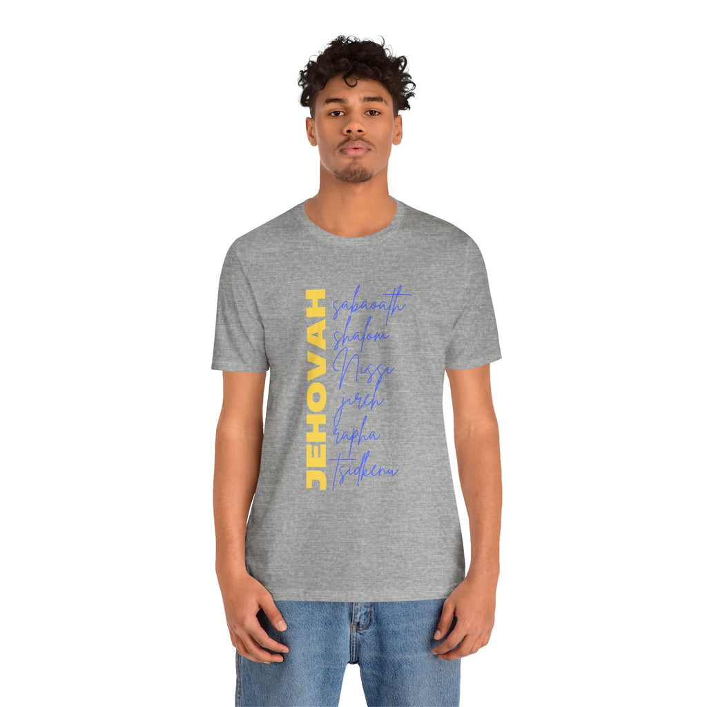 Jehovah Vertical Script T-Shirt | Faith Typography Christian Tee