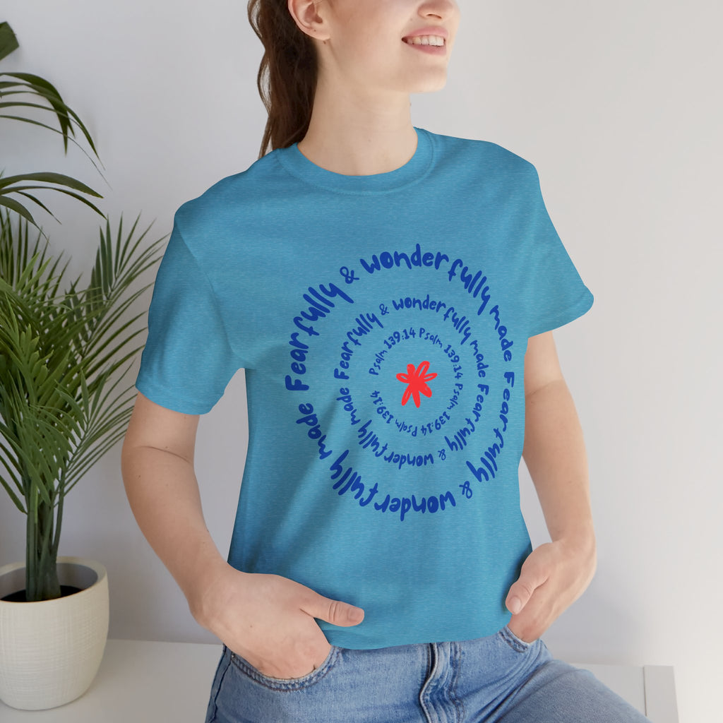 T-Shirt — 'Fearfully & Wonderfully Made' Spiral Design