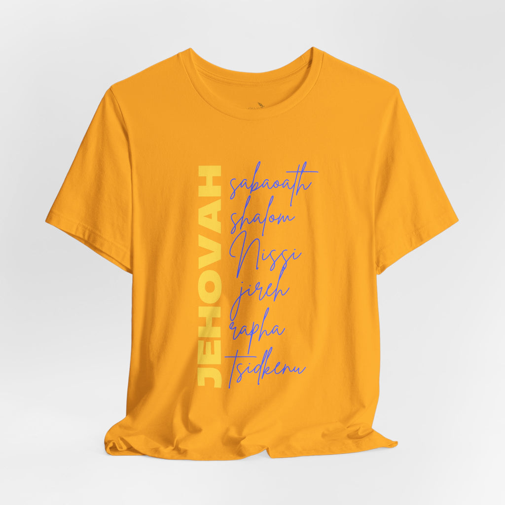 Jehovah Vertical Script T-Shirt | Faith Typography Christian Tee