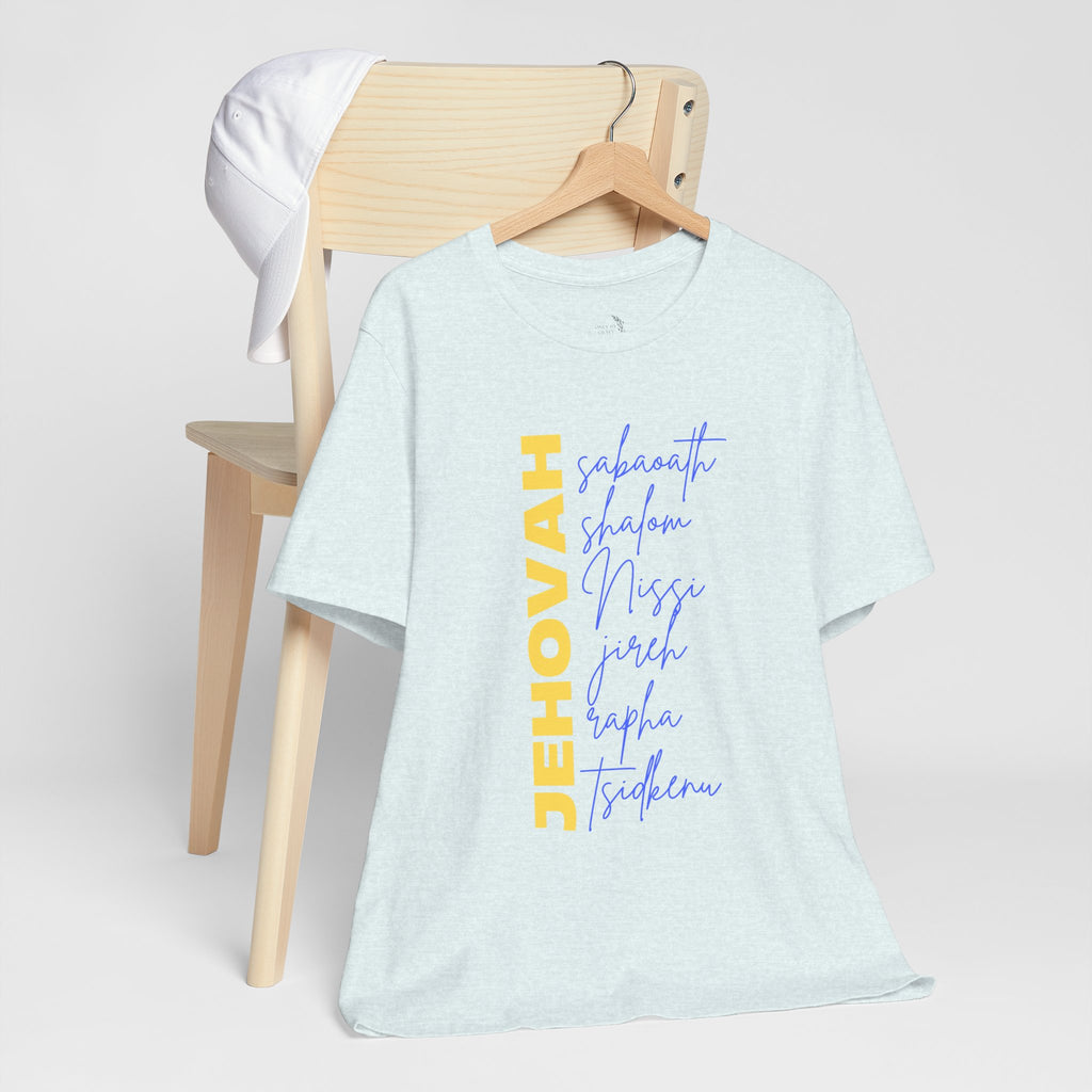 Jehovah Vertical Script T-Shirt | Faith Typography Christian Tee