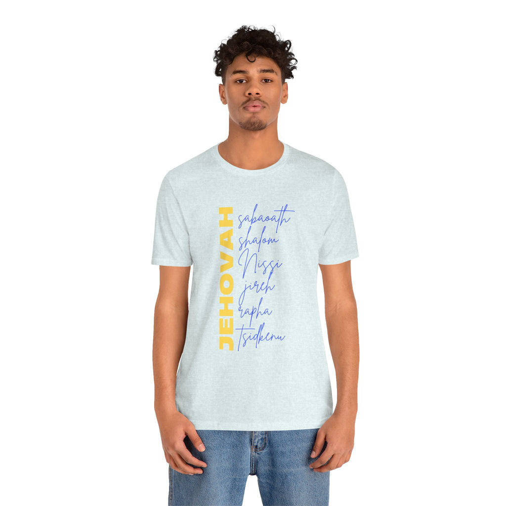 Jehovah Vertical Script T-Shirt | Faith Typography Christian Tee