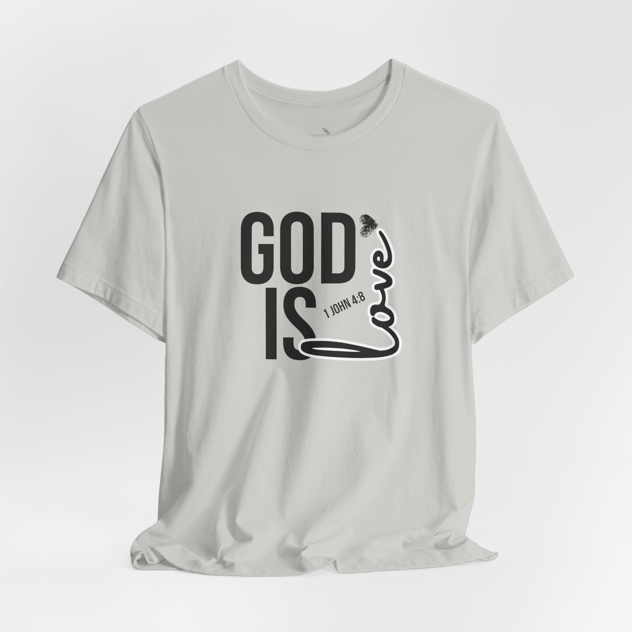 God Is Love T‑Shirt — Christian Faith Tee with Script Heart Design