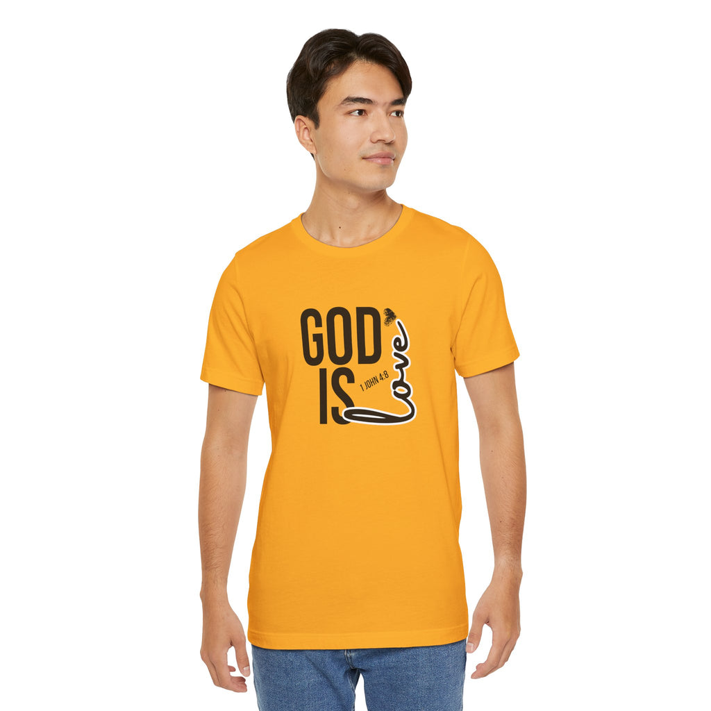 God Is Love T‑Shirt — Christian Faith Tee with Script Heart Design
