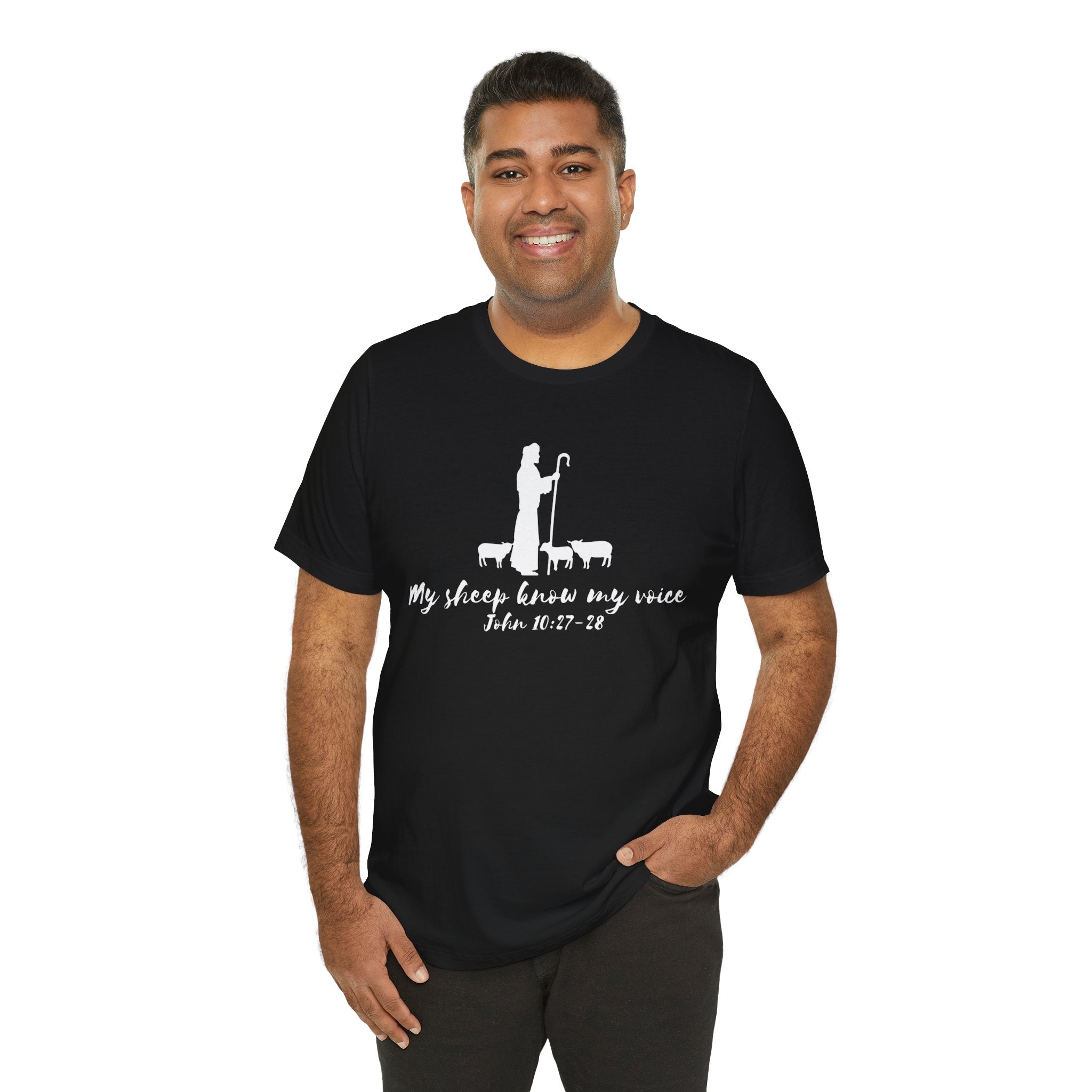 My Sheep Know My Voice shepherd silhouette T-Shirt | John 10:27 scripture