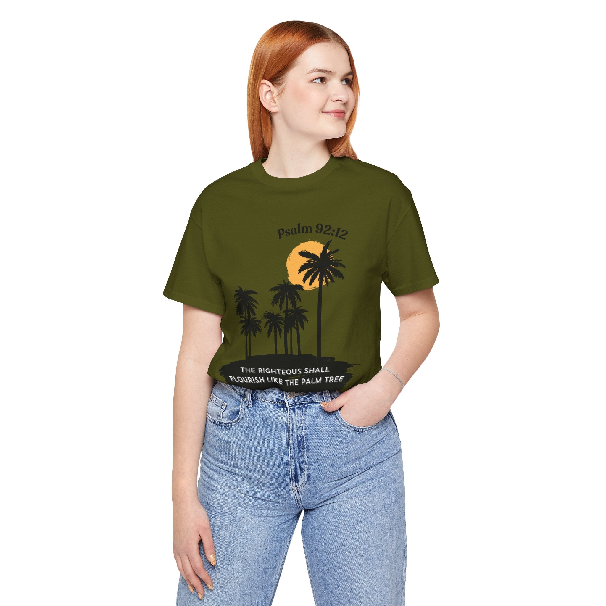 Psalm 92:12 Palm Tree Tee — "The Righteous Shall Flourish Like the Palm Tree" Christian T-Shirt