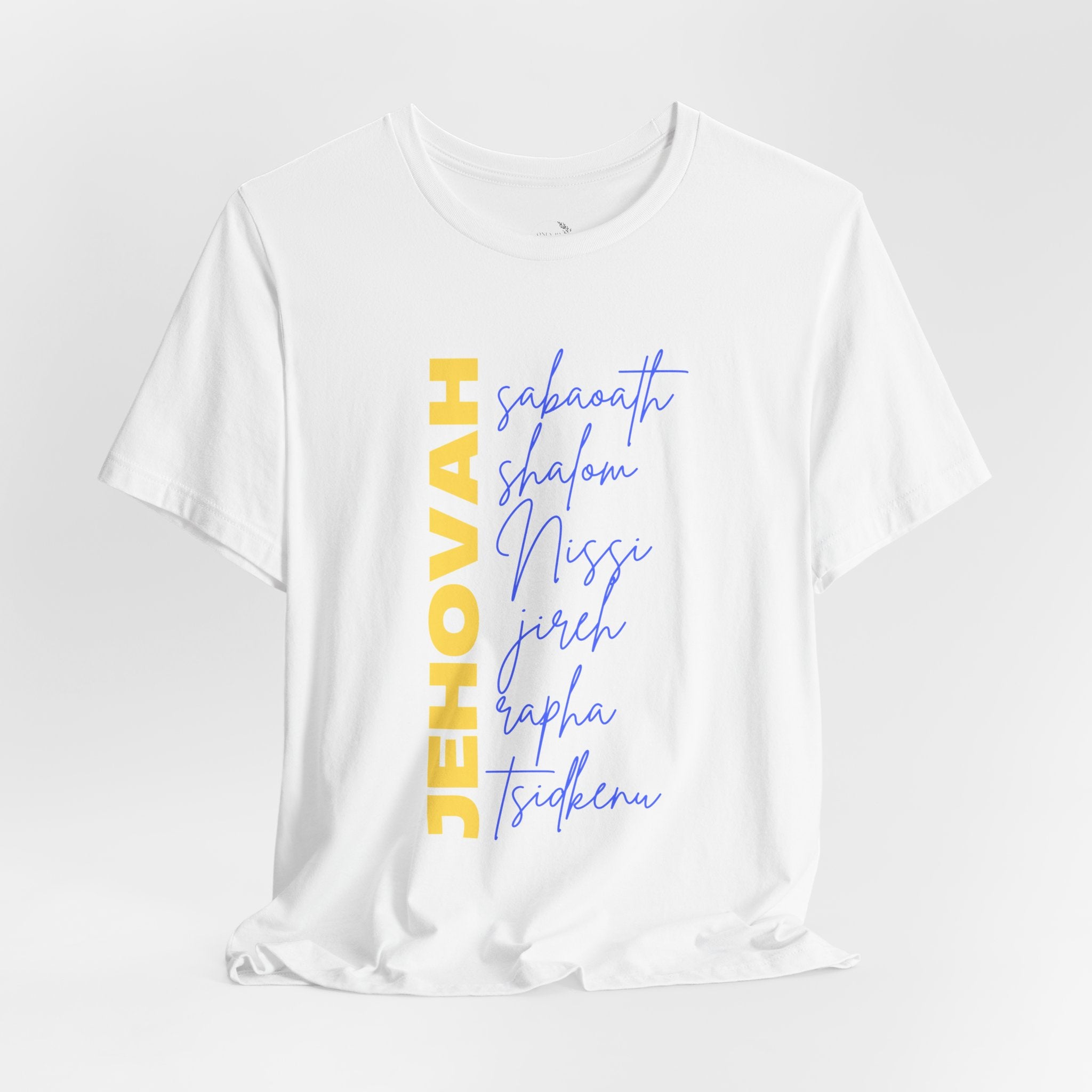 Jehovah Vertical Script T-Shirt | Faith Typography Christian Tee